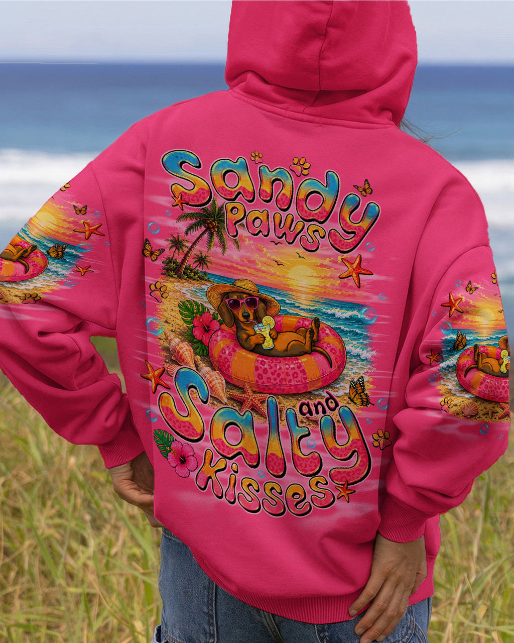 SANDY PAWS AND SALTY KISSES DACHSHUND DOG ALL OVER PRINT  - TLNO2105261
