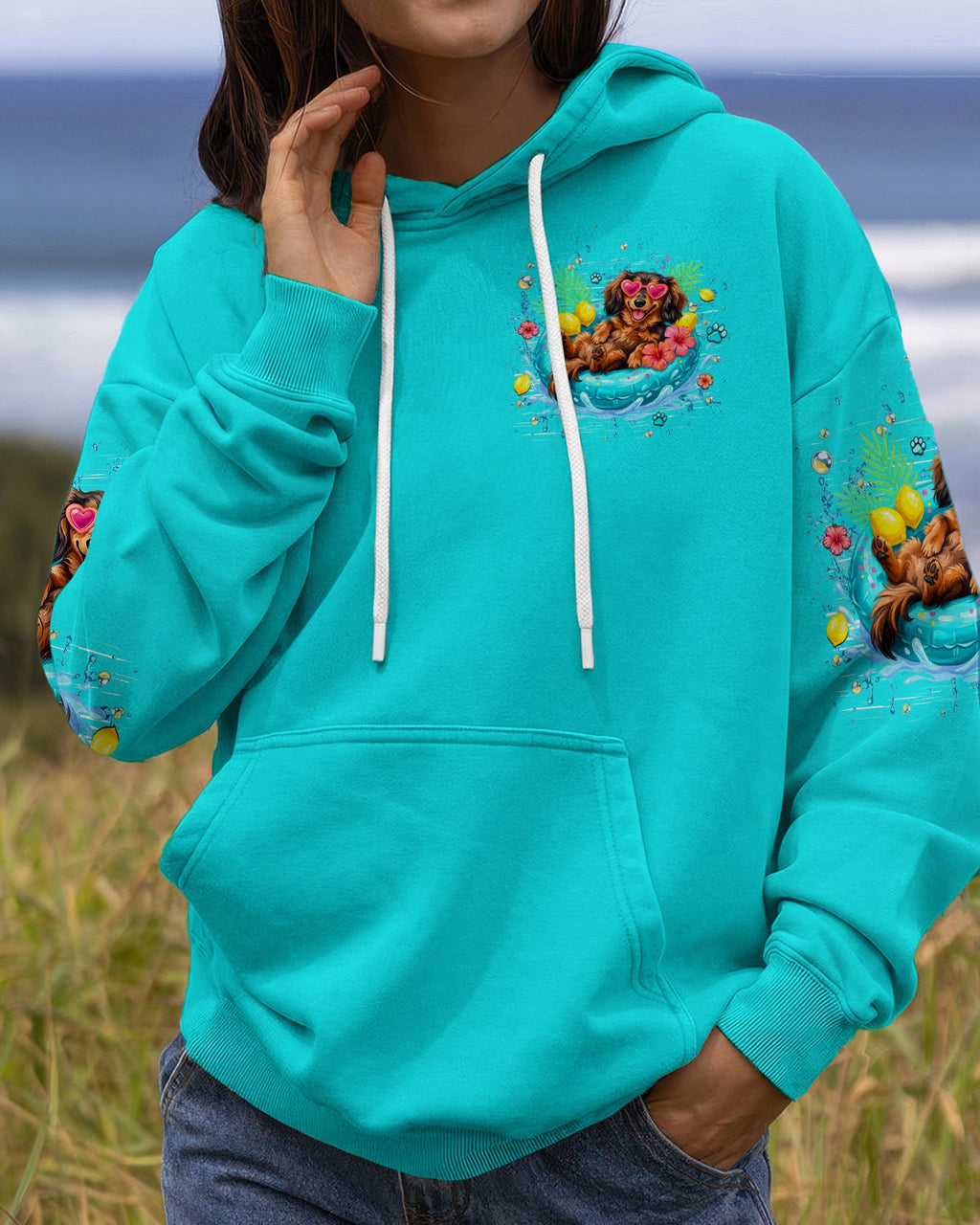 NOT A CARE IN THE WORLD DACHSHUND DOG  ALL OVER PRINT  - TLHN2105261