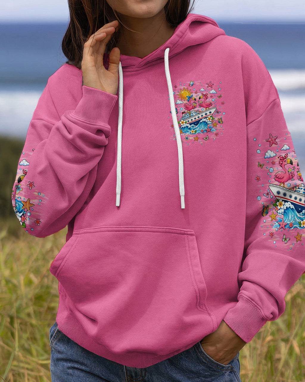 APPARENTLY WE'RE TROUBLE FLAMINGO CRUISING ALL OVER PRINT  - TLNT0307261