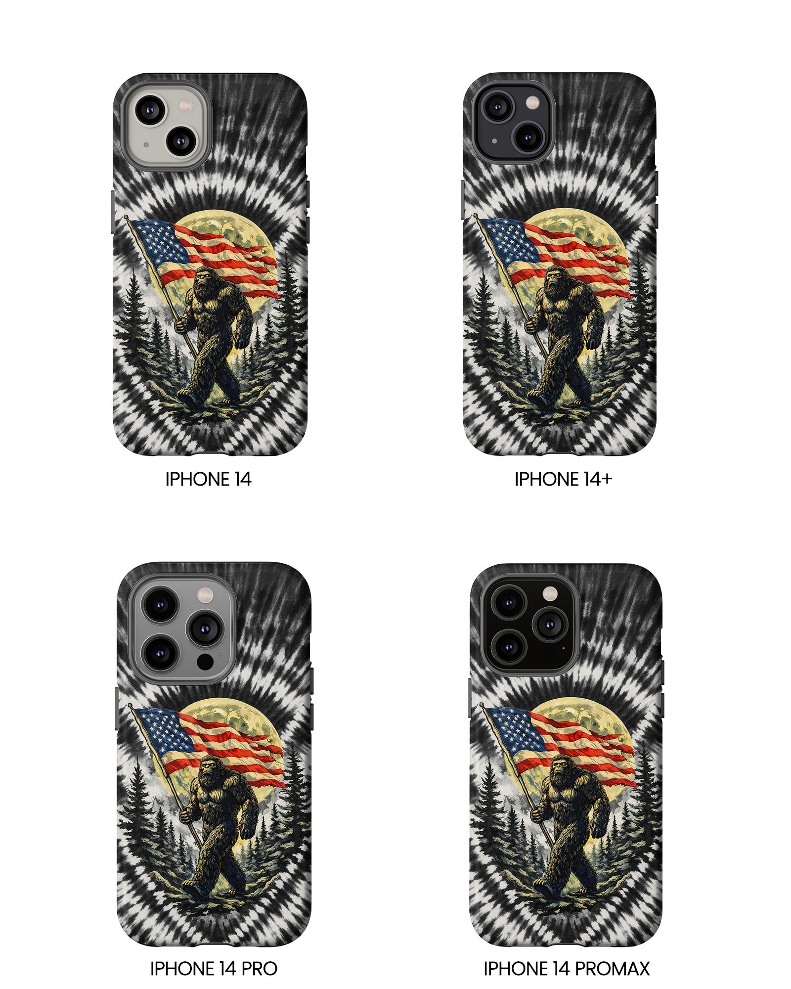 BIGFOOT WITH FLAG MOON SWIRL PHONE CASE  - TLNT0805261