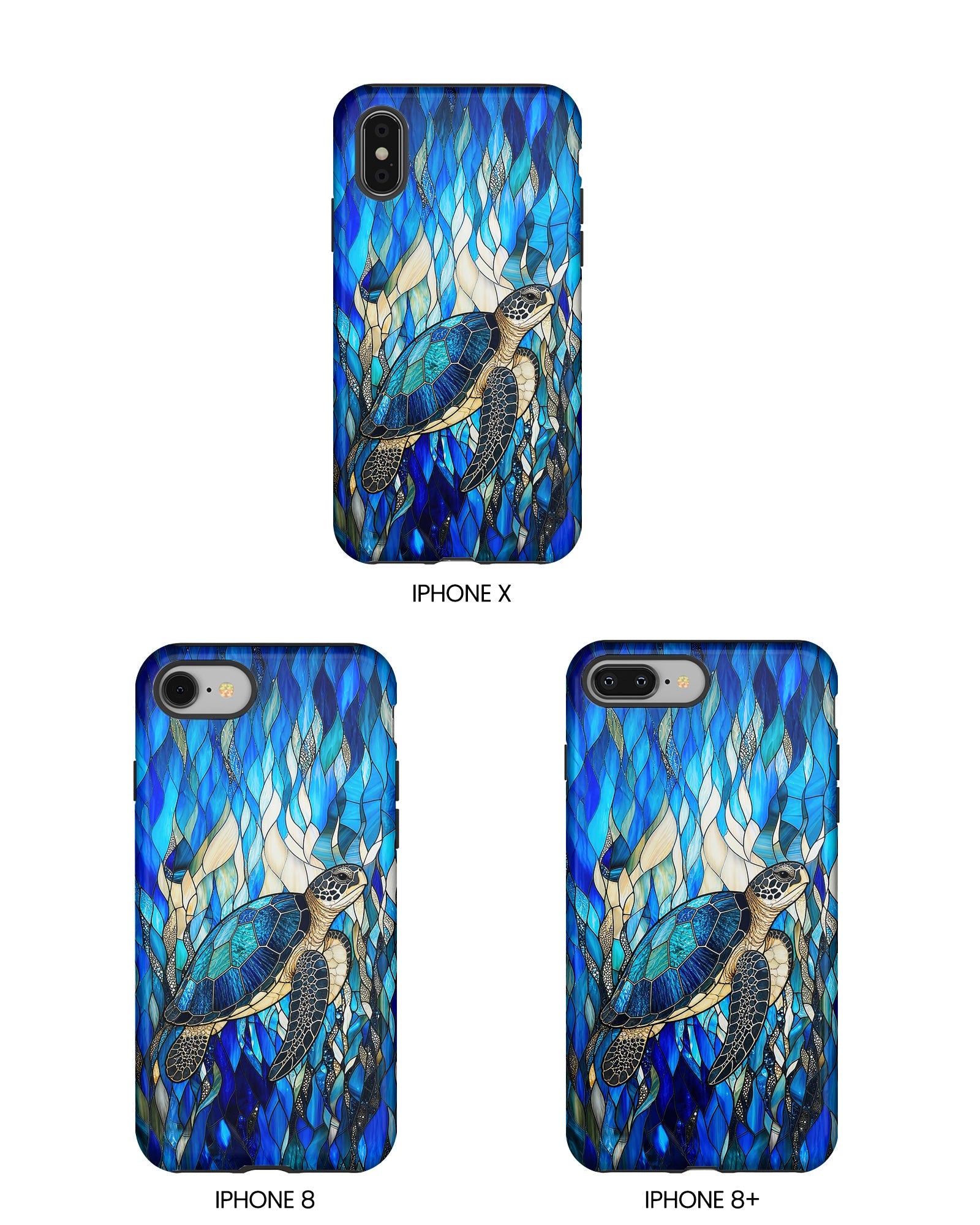 SEA TURTLE SWIMMING STAINED GLASS PHONE CASE  - TLNT0505261
