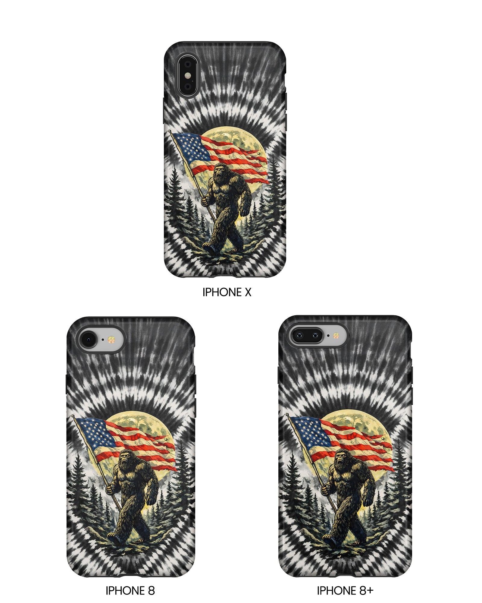 BIGFOOT WITH FLAG MOON SWIRL PHONE CASE  - TLNT0805261