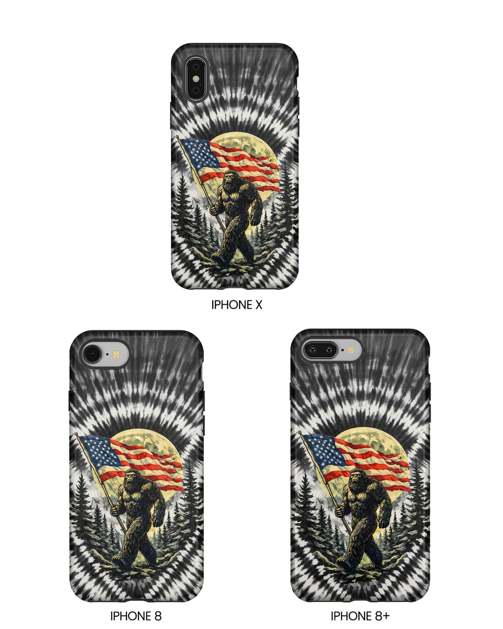 BIGFOOT WITH FLAG MOON SWIRL PHONE CASE  - TLNT0805261