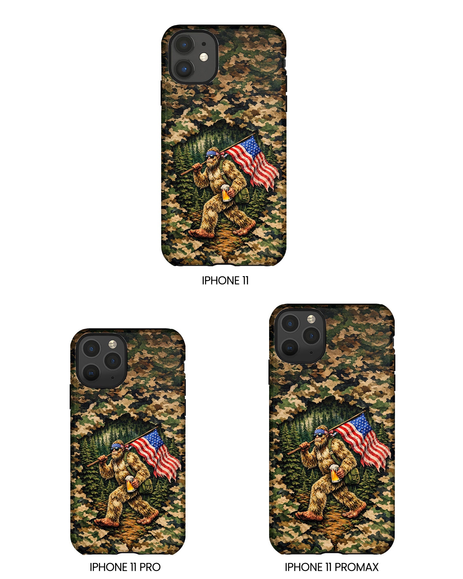 BIGFOOT WITH FLAG CAMOUFLAGE PHONE CASE - TLNT2004261