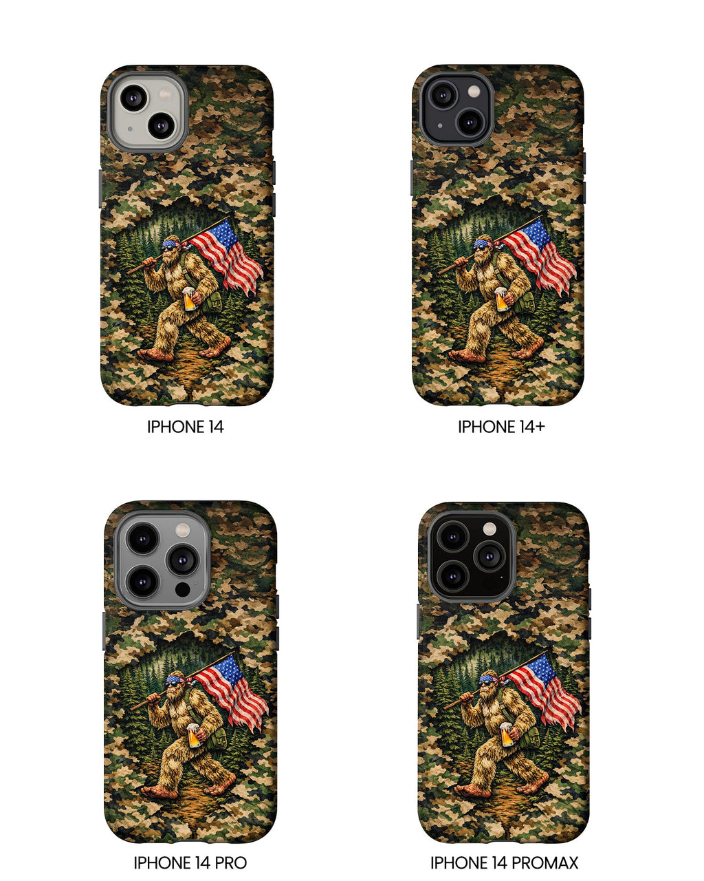 BIGFOOT WITH FLAG CAMOUFLAGE PHONE CASE - TLNT2004261