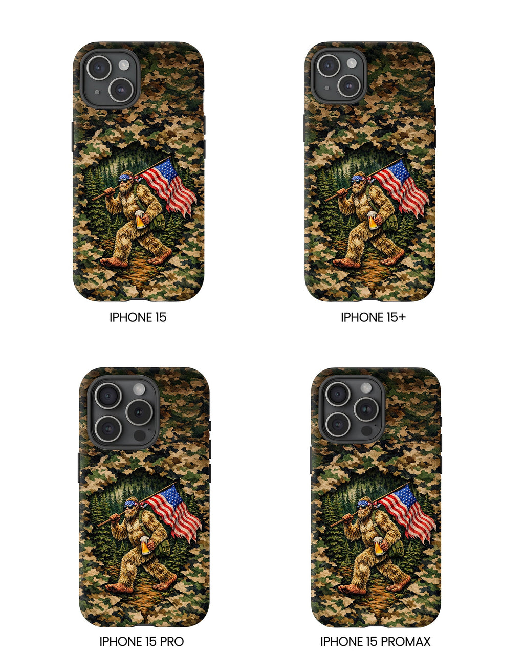 BIGFOOT WITH FLAG CAMOUFLAGE PHONE CASE - TLNT2004261