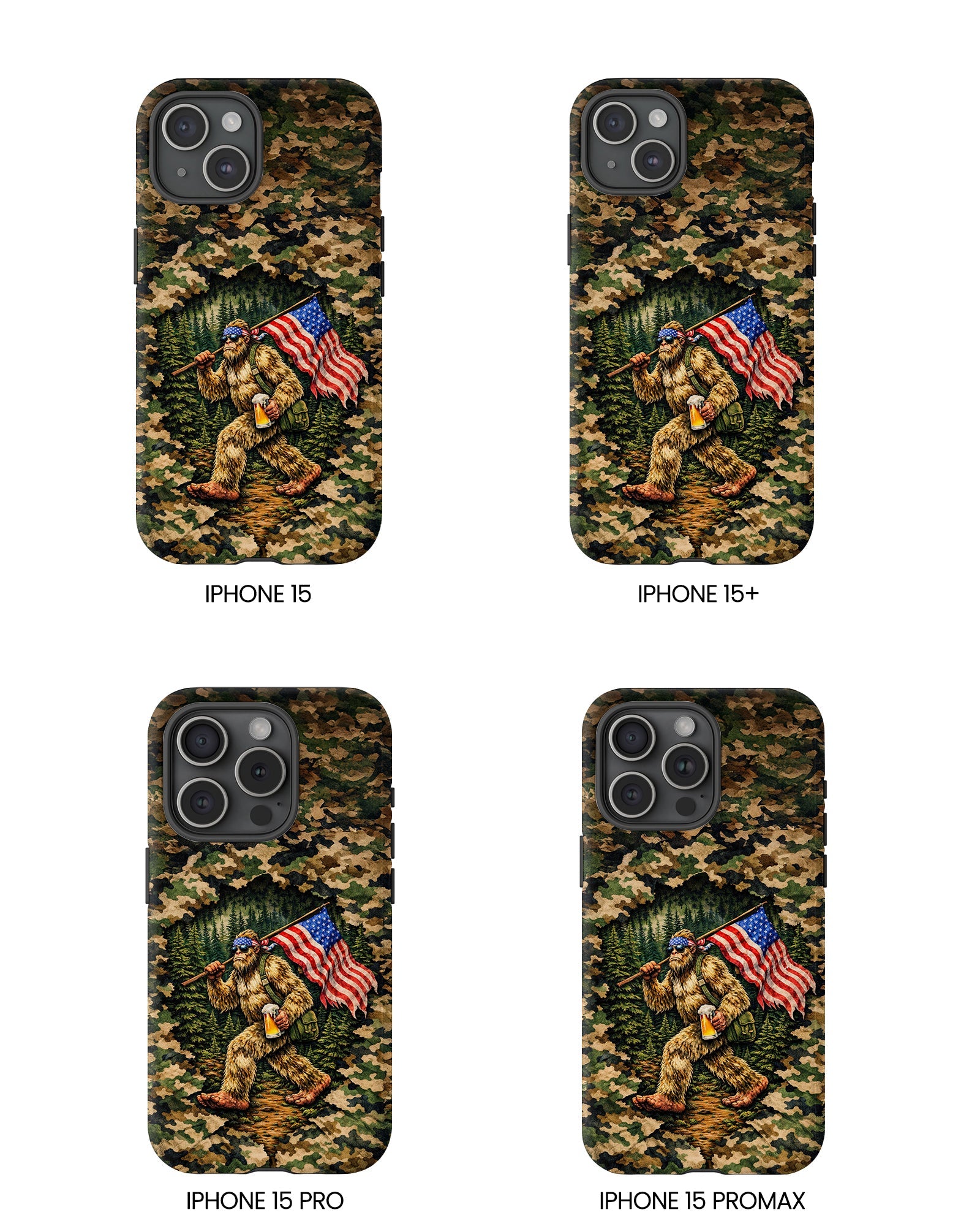 BIGFOOT WITH FLAG CAMOUFLAGE PHONE CASE - TLNT2004261