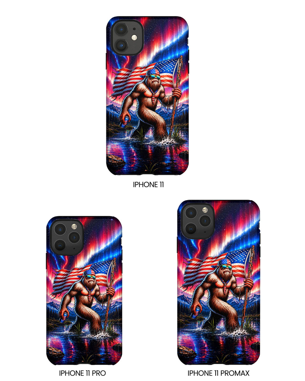 BIGFOOT UNDER RED WHITE & BLUE AURORA PHONE CASE  - TLHN0306264