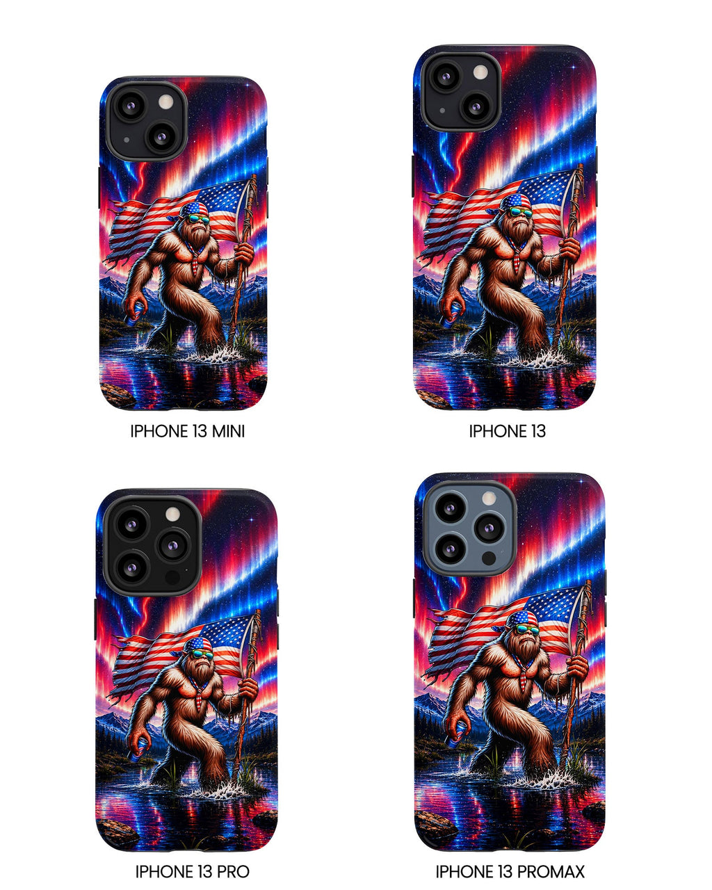 BIGFOOT UNDER RED WHITE & BLUE AURORA PHONE CASE  - TLHN0306264