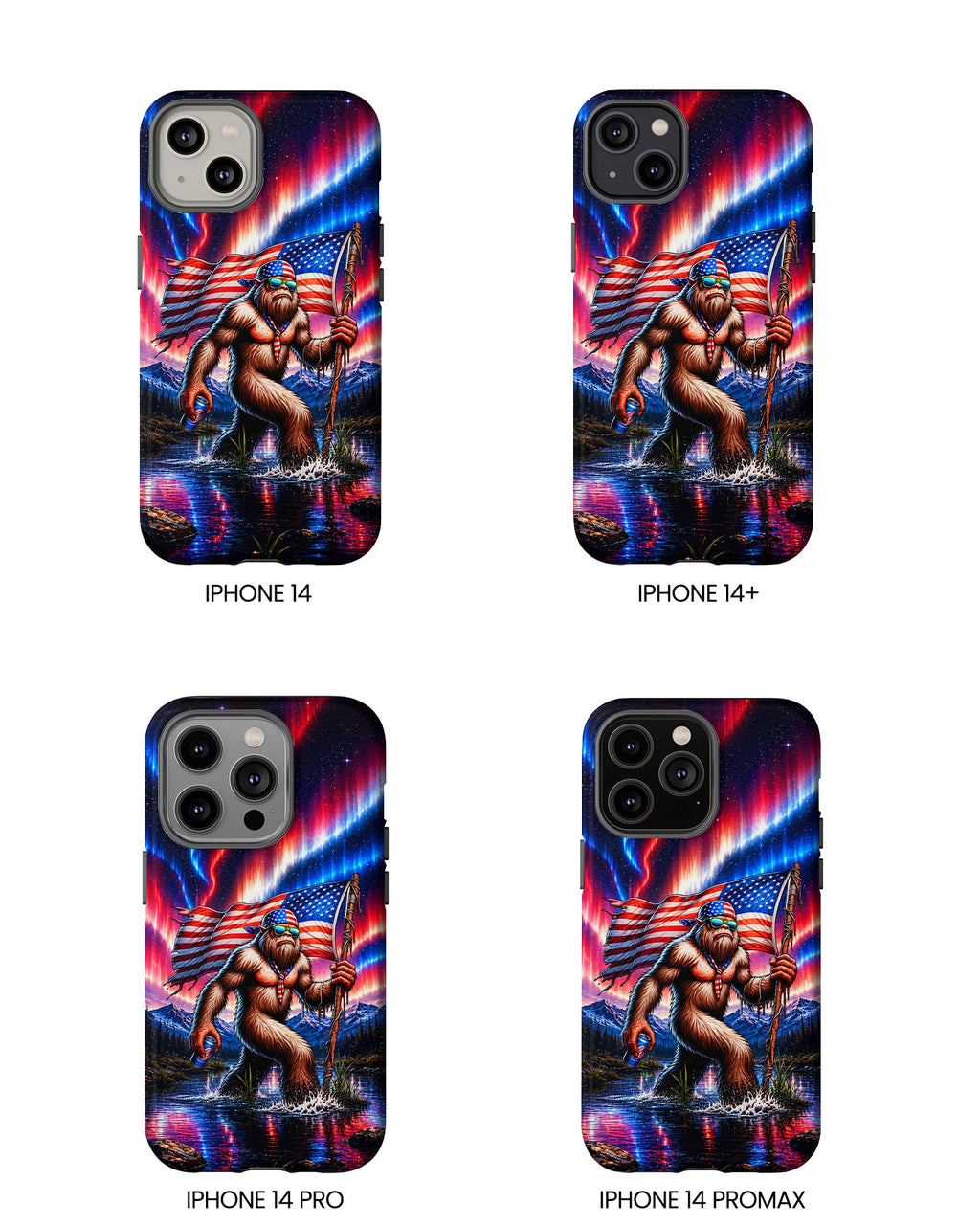 BIGFOOT UNDER RED WHITE & BLUE AURORA PHONE CASE  - TLHN0306264