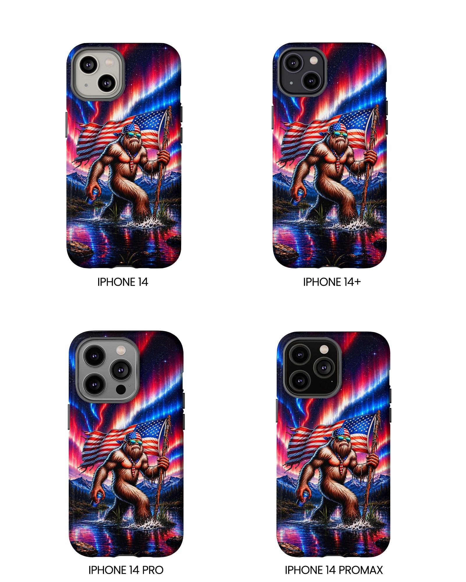 BIGFOOT UNDER RED WHITE & BLUE AURORA PHONE CASE  - TLHN0306264