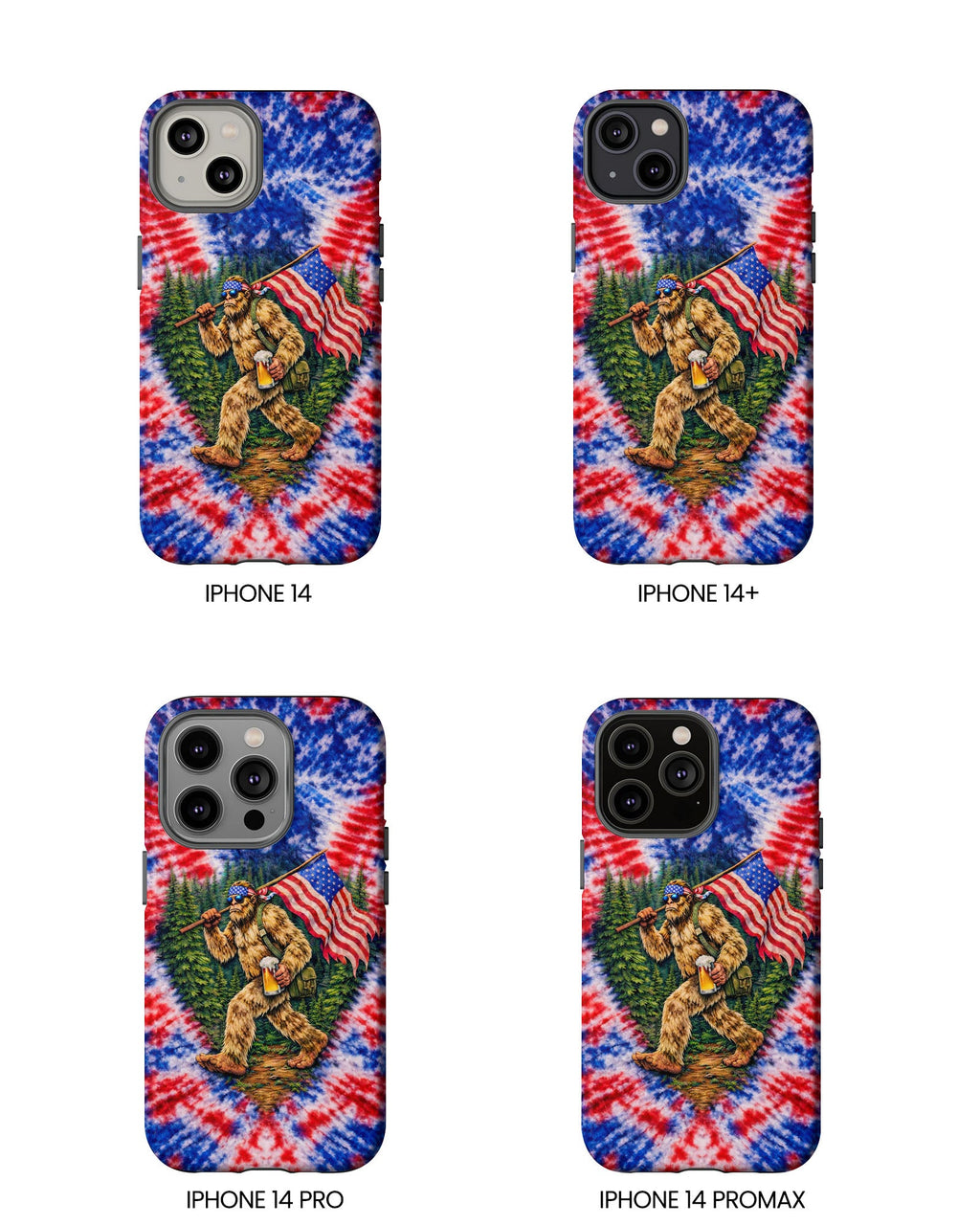 BIGFOOT WITH FLAG RED WHITE & BLUE SWIRL PHONE CASE  - TLTW2605263