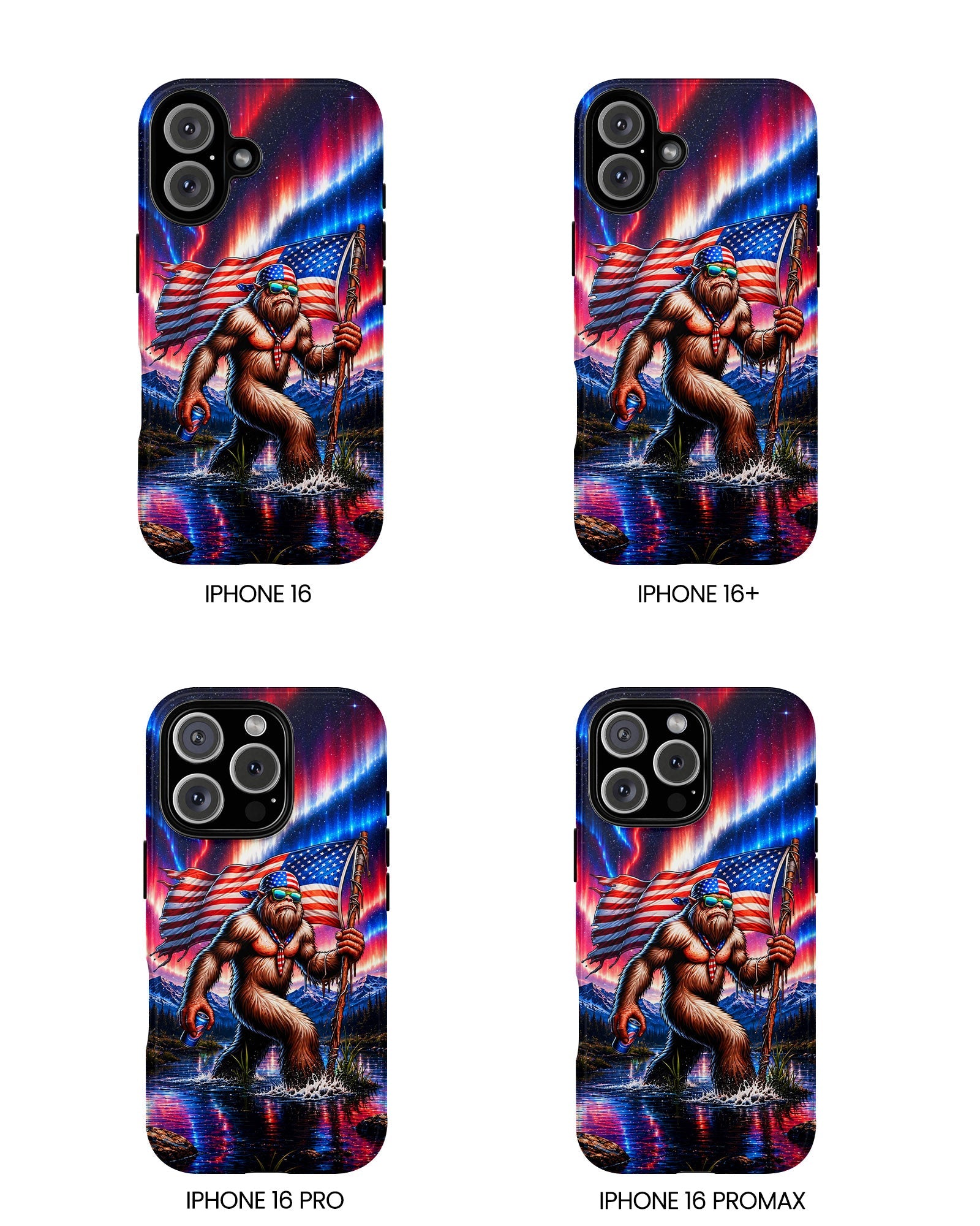 BIGFOOT UNDER RED WHITE & BLUE AURORA PHONE CASE  - TLHN0306264
