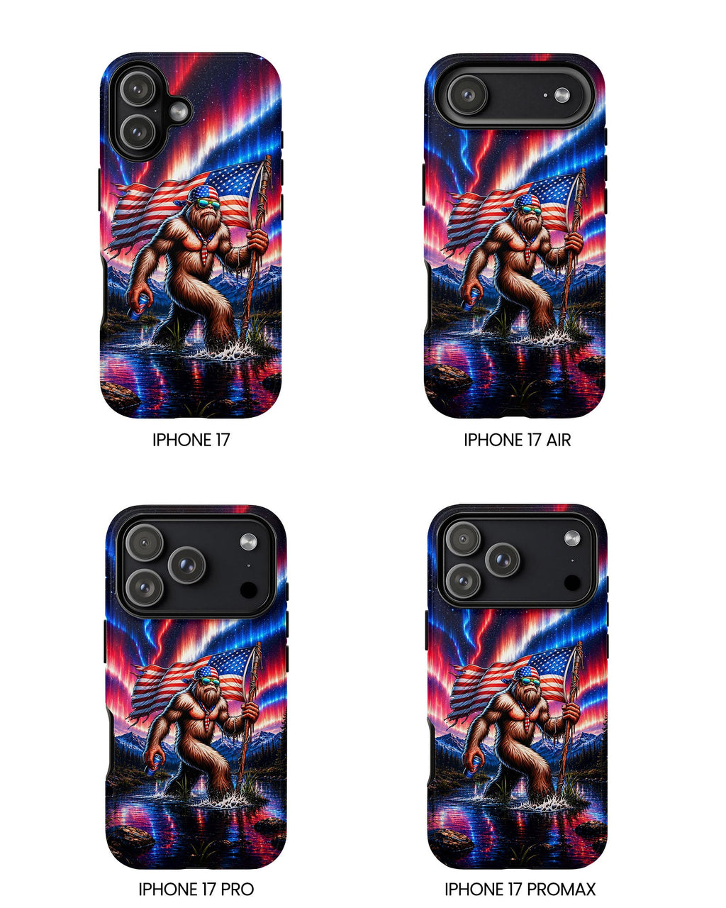 BIGFOOT UNDER RED WHITE & BLUE AURORA PHONE CASE  - TLHN0306264
