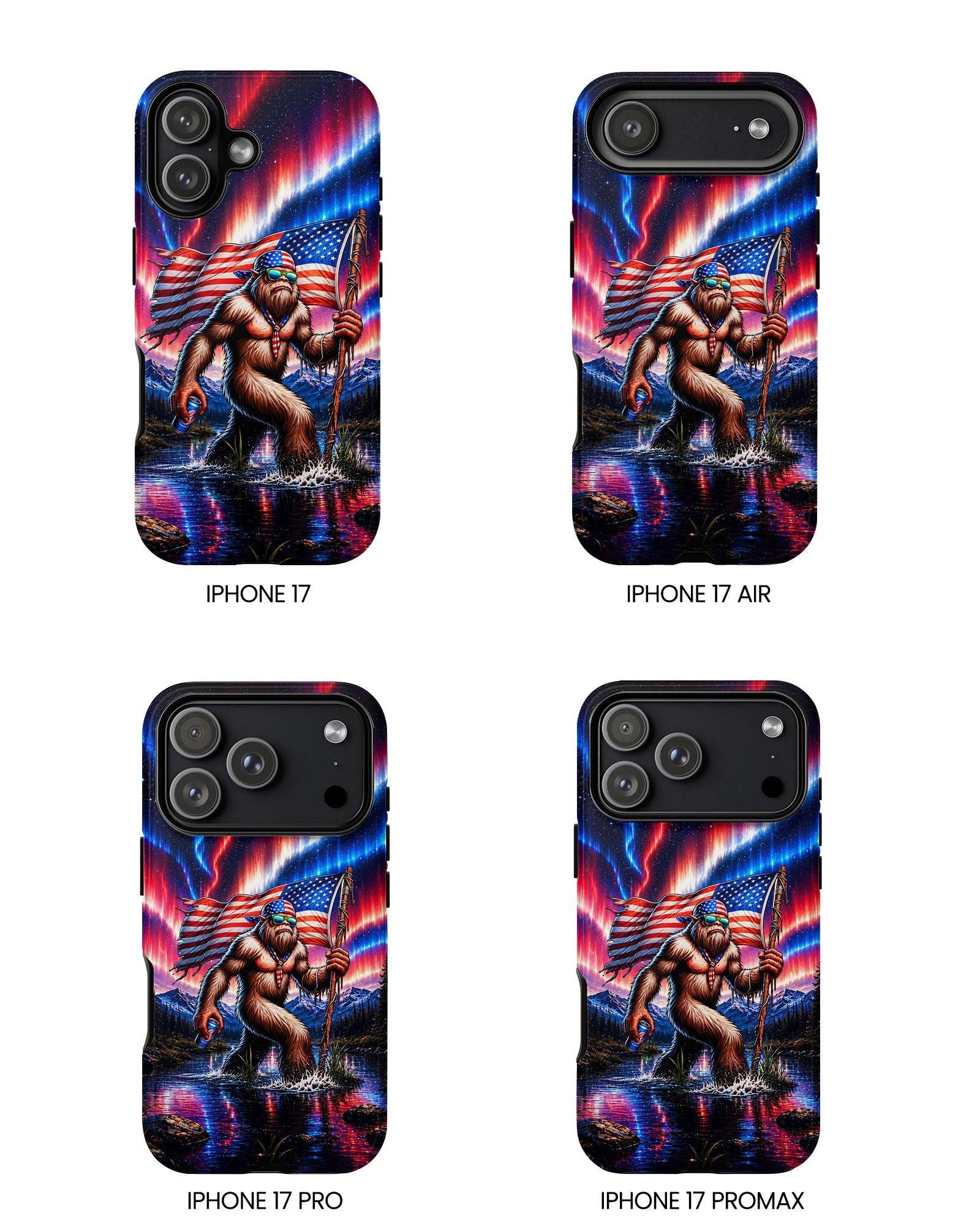 BIGFOOT UNDER RED WHITE & BLUE AURORA PHONE CASE  - TLHN0306264