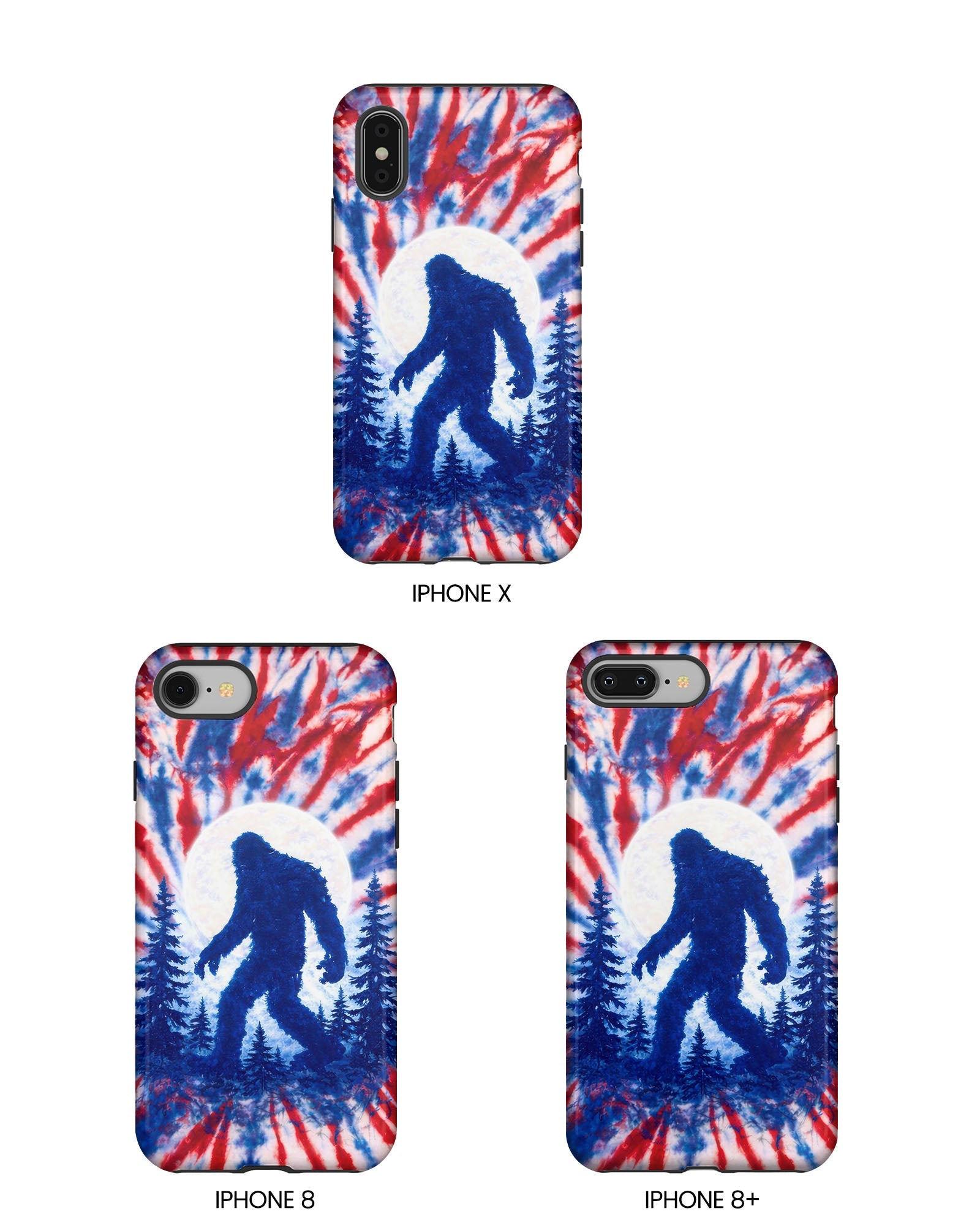 BIGFOOT IN THE FOREST RED WHITE & BLUE SWIRL PHONE CASE  - TLTW2505263