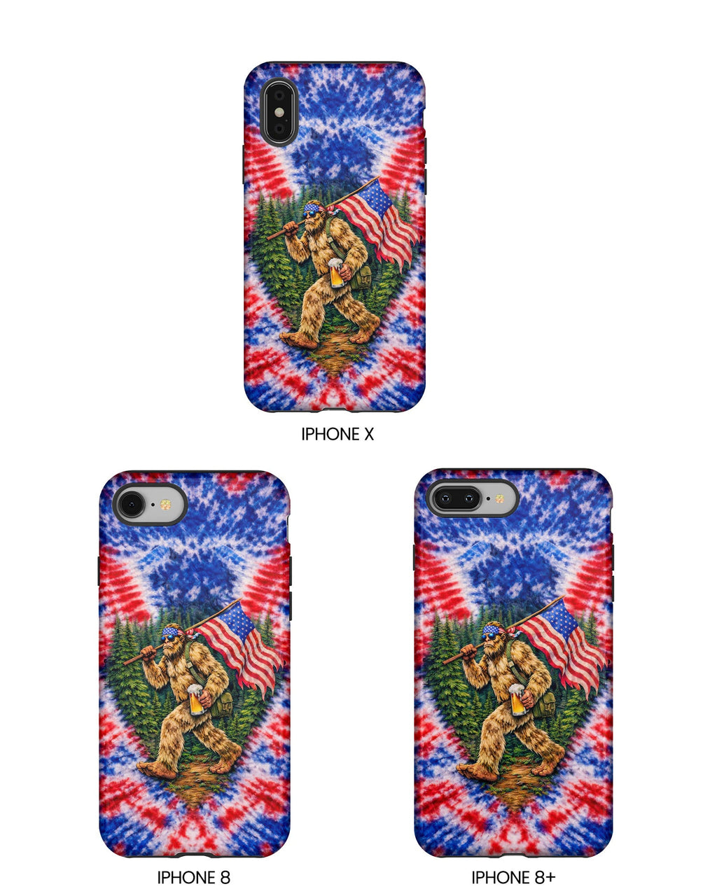BIGFOOT WITH FLAG RED WHITE & BLUE SWIRL PHONE CASE  - TLTW2605263