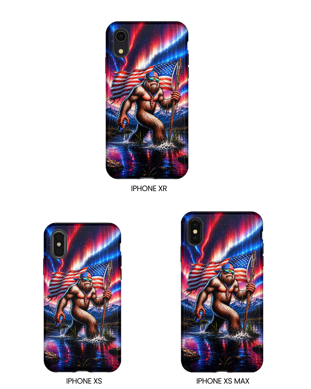 BIGFOOT UNDER RED WHITE & BLUE AURORA PHONE CASE  - TLHN0306264