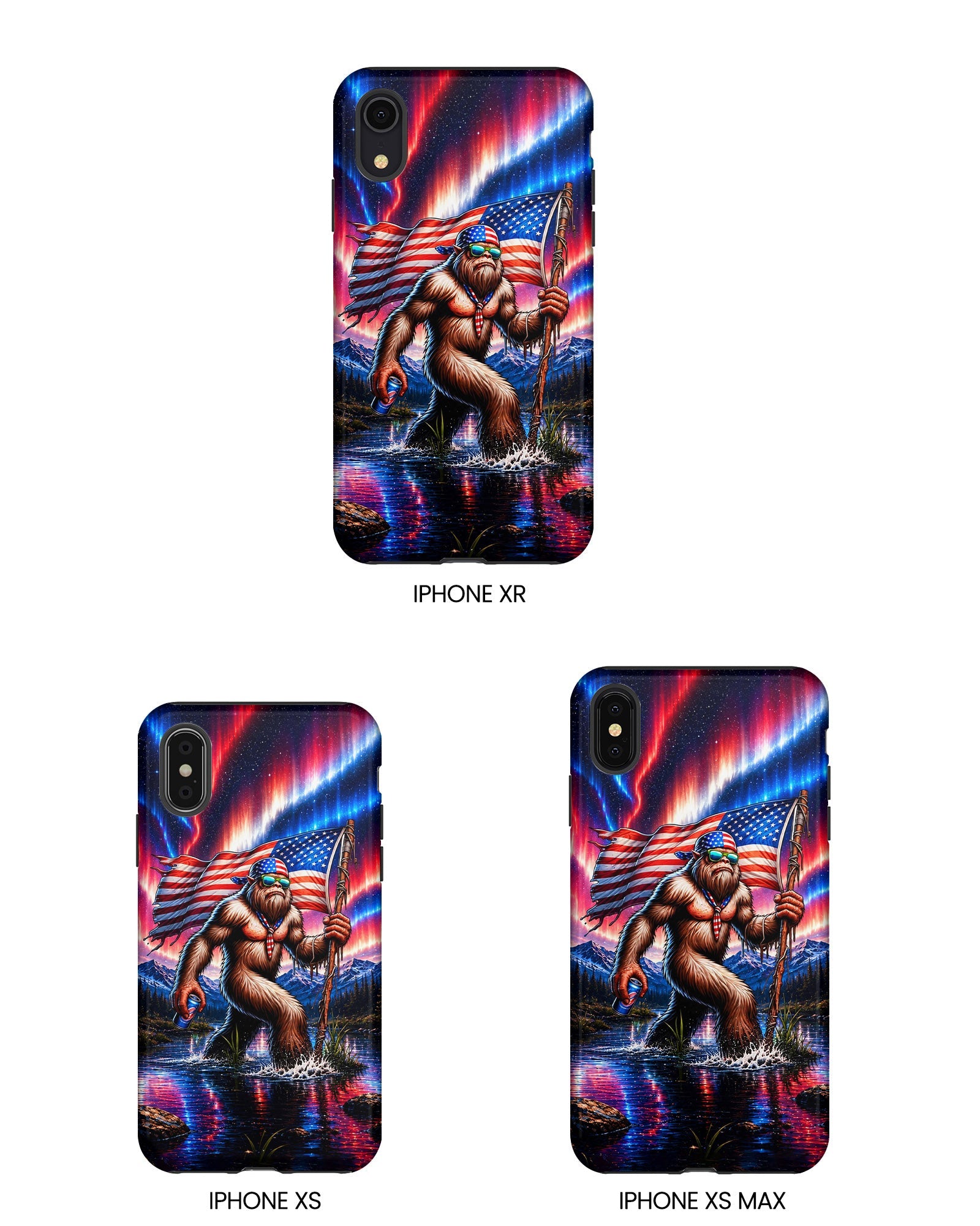 BIGFOOT UNDER RED WHITE & BLUE AURORA PHONE CASE  - TLHN0306264