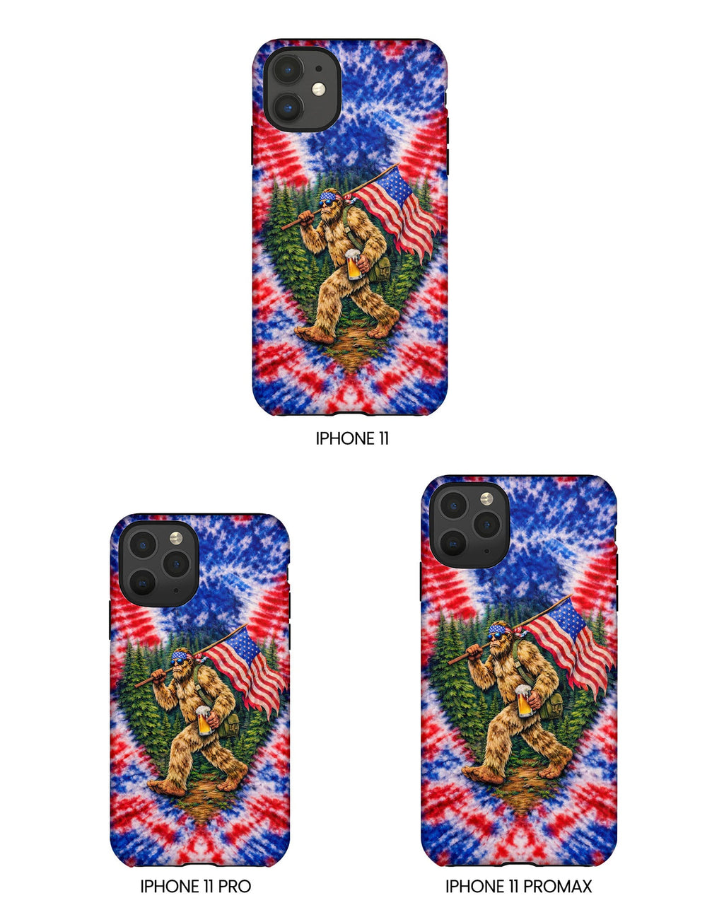 BIGFOOT WITH FLAG RED WHITE & BLUE SWIRL PHONE CASE  - TLTW2605263