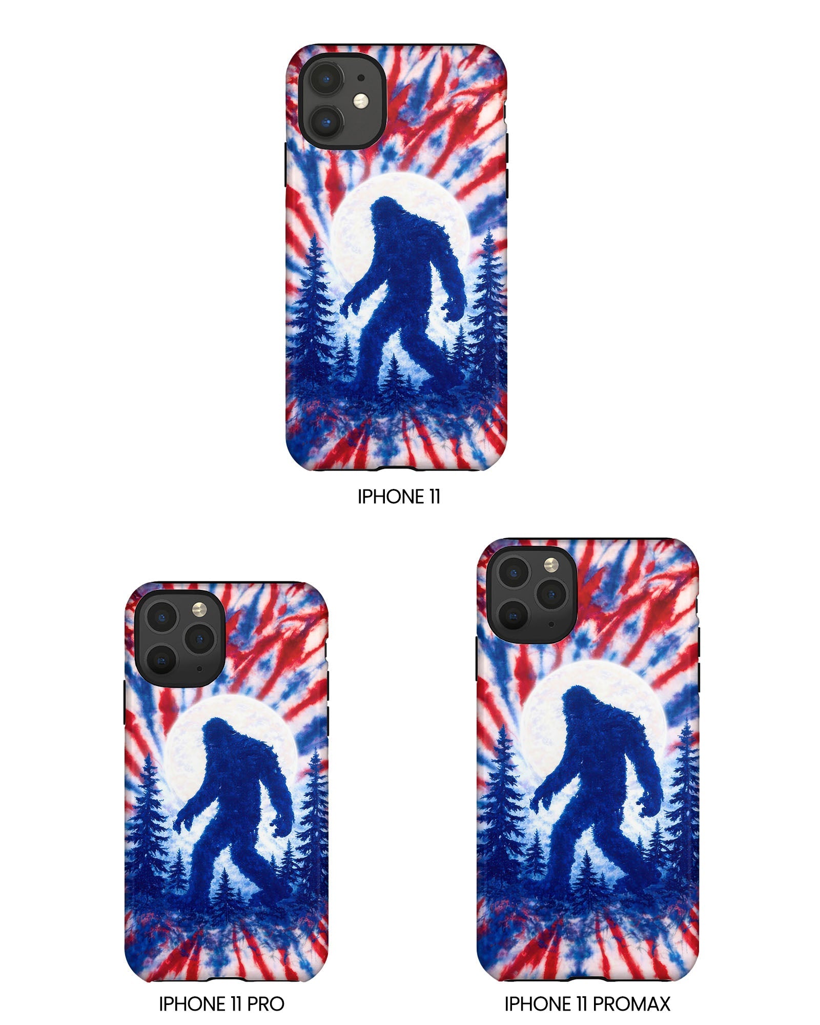 BIGFOOT IN THE FOREST RED WHITE & BLUE SWIRL PHONE CASE  - TLTW2505263