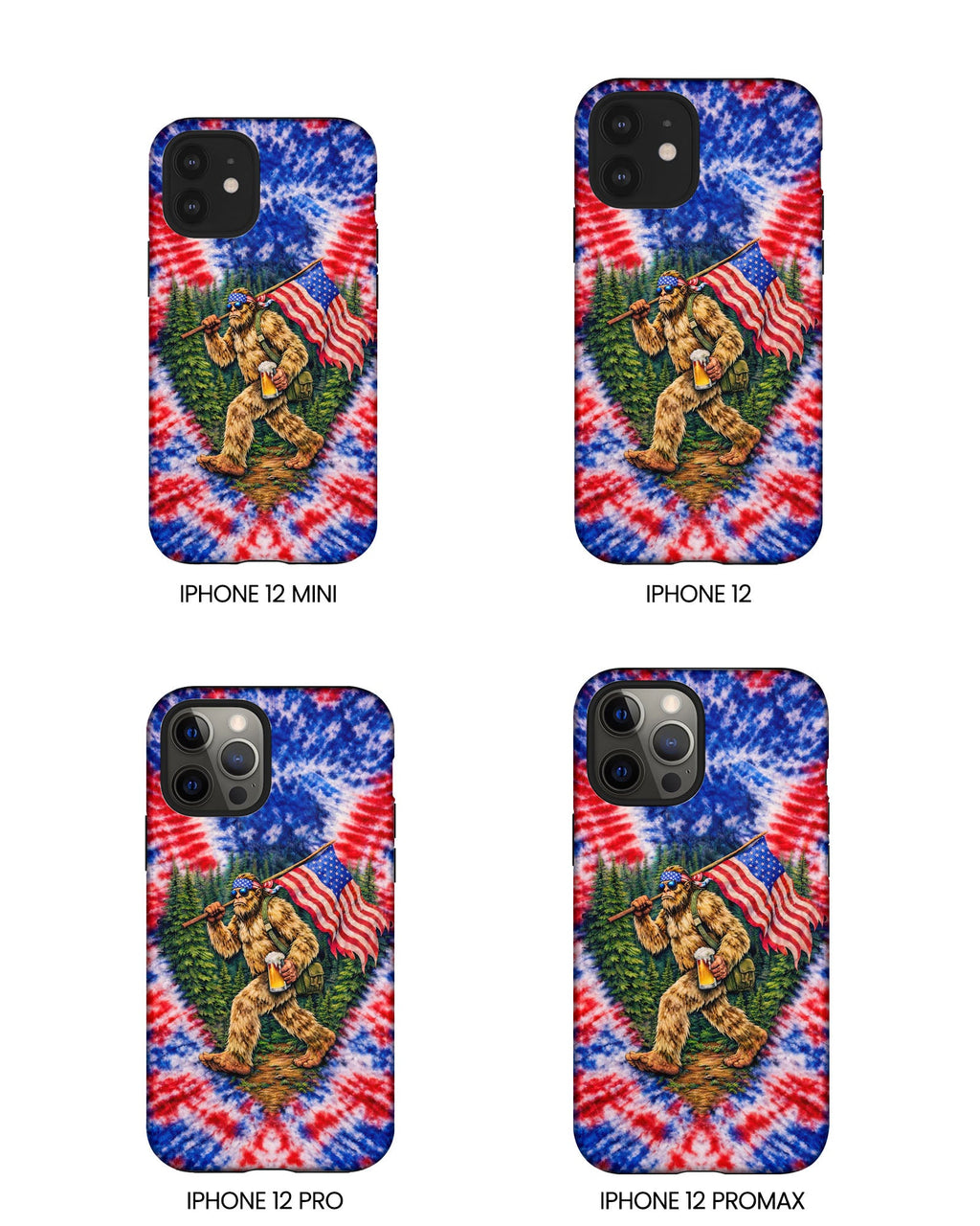 BIGFOOT WITH FLAG RED WHITE & BLUE SWIRL PHONE CASE  - TLTW2605263