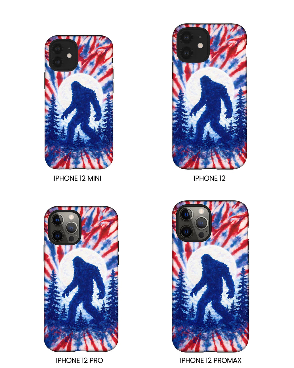 BIGFOOT IN THE FOREST RED WHITE & BLUE SWIRL PHONE CASE  - TLTW2505263