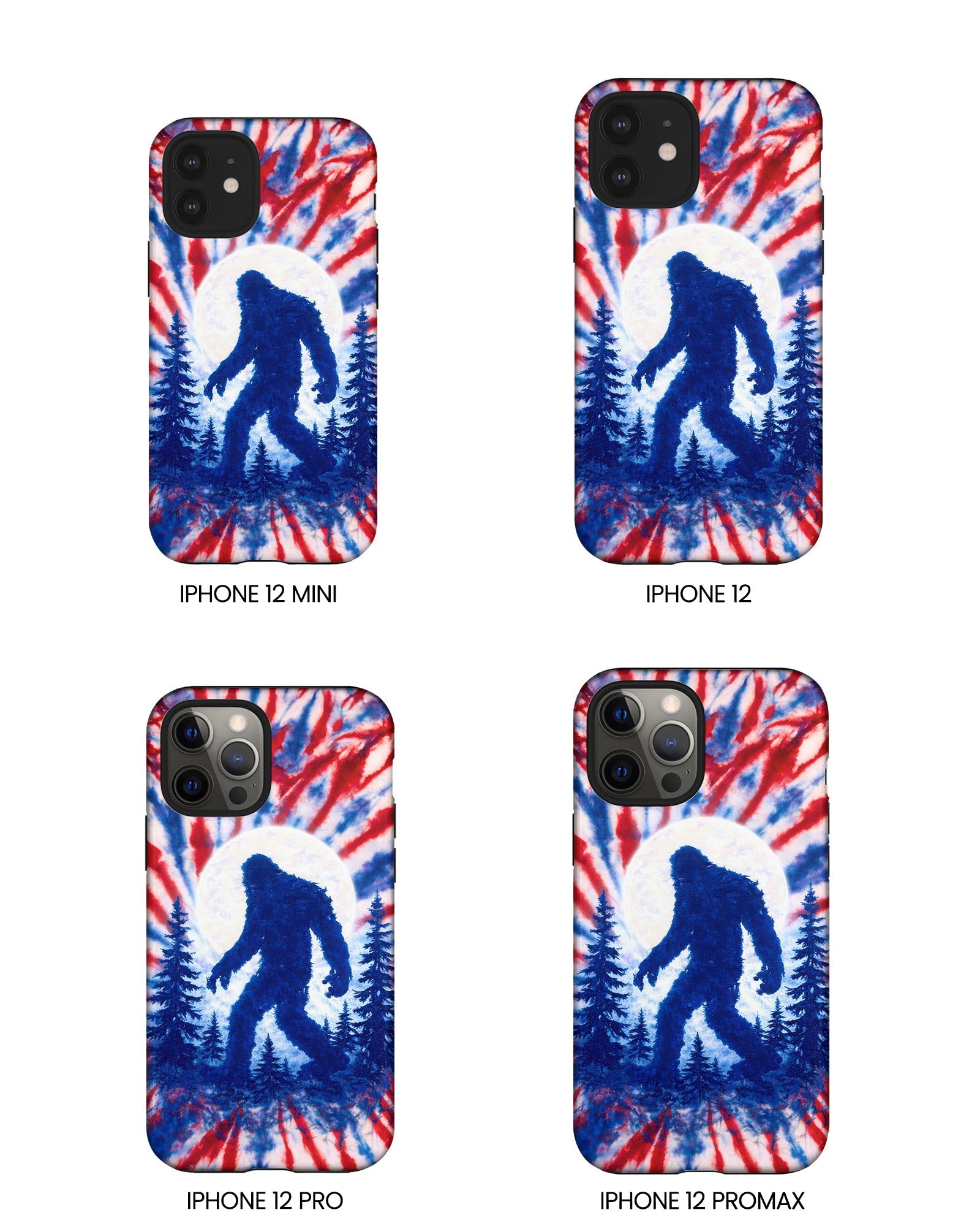 BIGFOOT IN THE FOREST RED WHITE & BLUE SWIRL PHONE CASE  - TLTW2505263