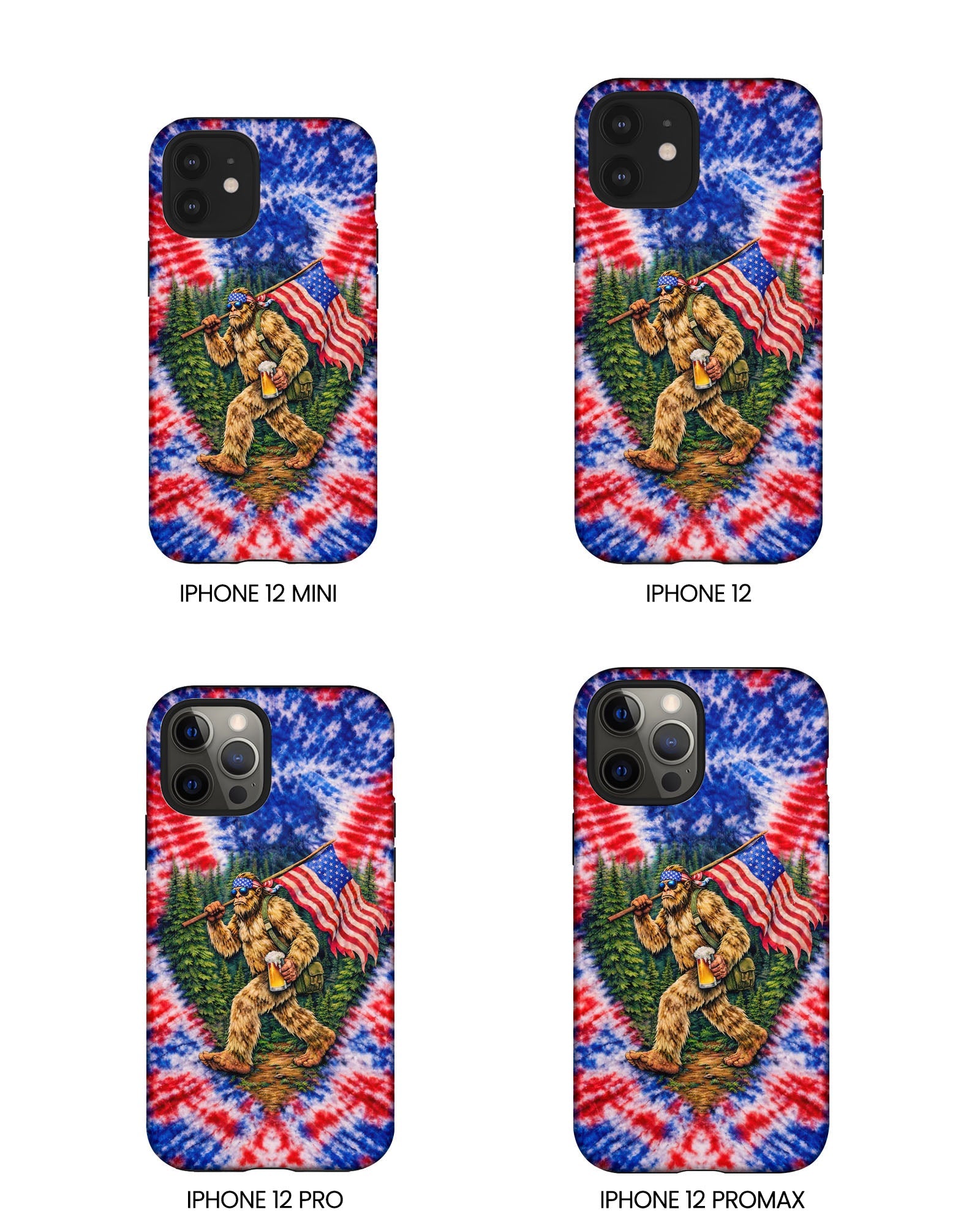 BIGFOOT WITH FLAG RED WHITE & BLUE SWIRL PHONE CASE  - TLTW2605263