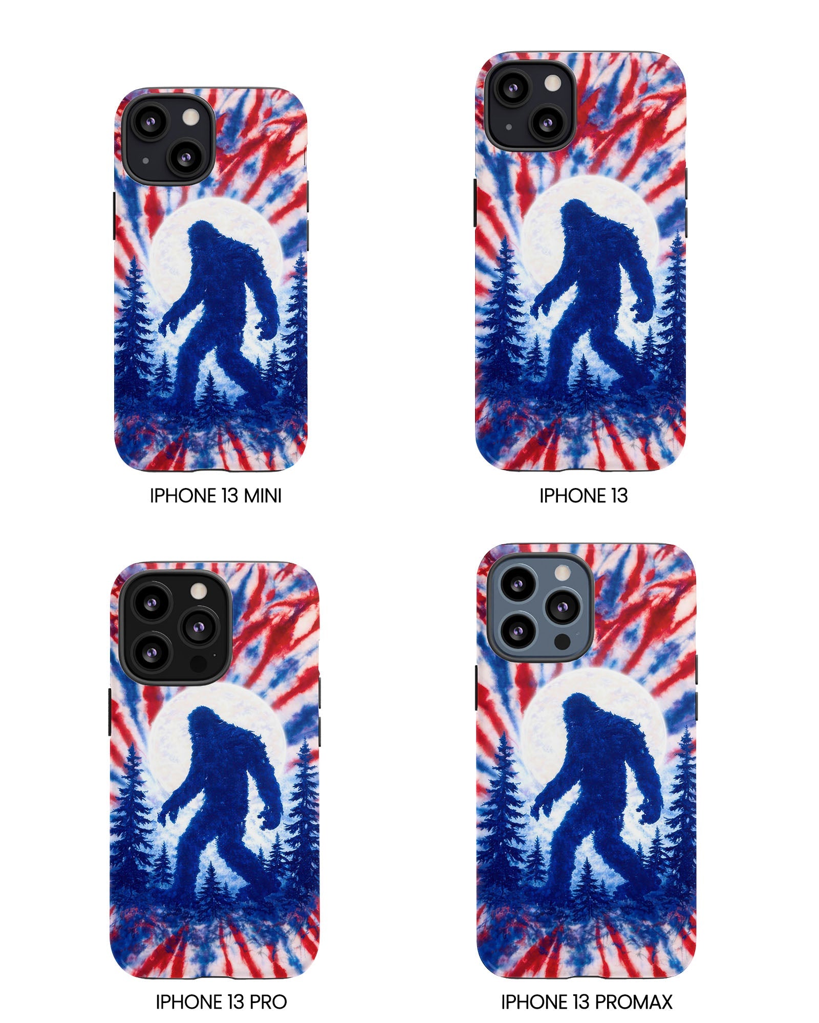 BIGFOOT IN THE FOREST RED WHITE & BLUE SWIRL PHONE CASE  - TLTW2505263