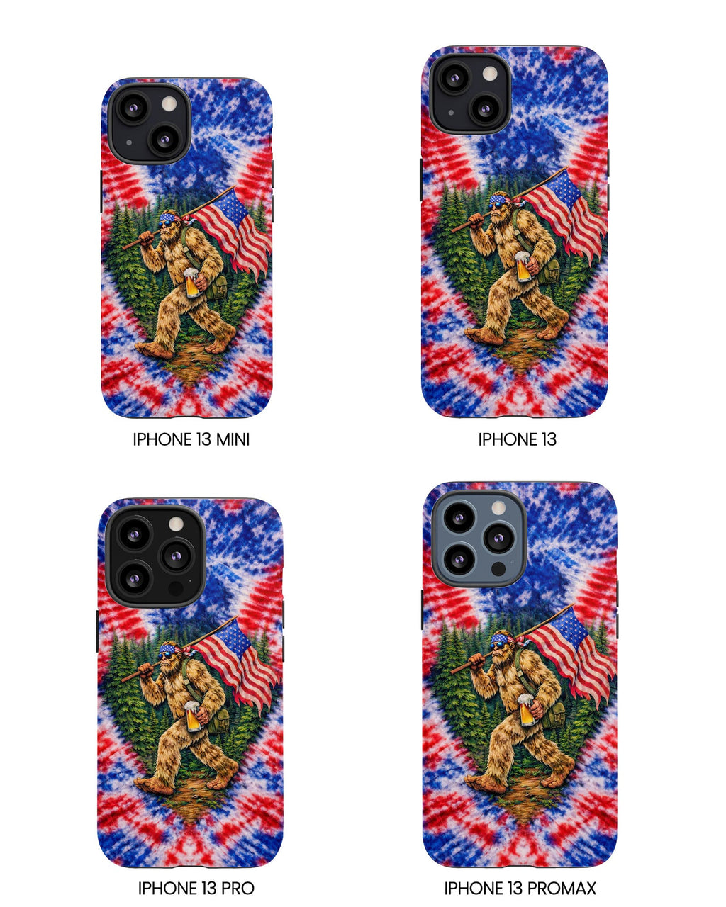 BIGFOOT WITH FLAG RED WHITE & BLUE SWIRL PHONE CASE  - TLTW2605263
