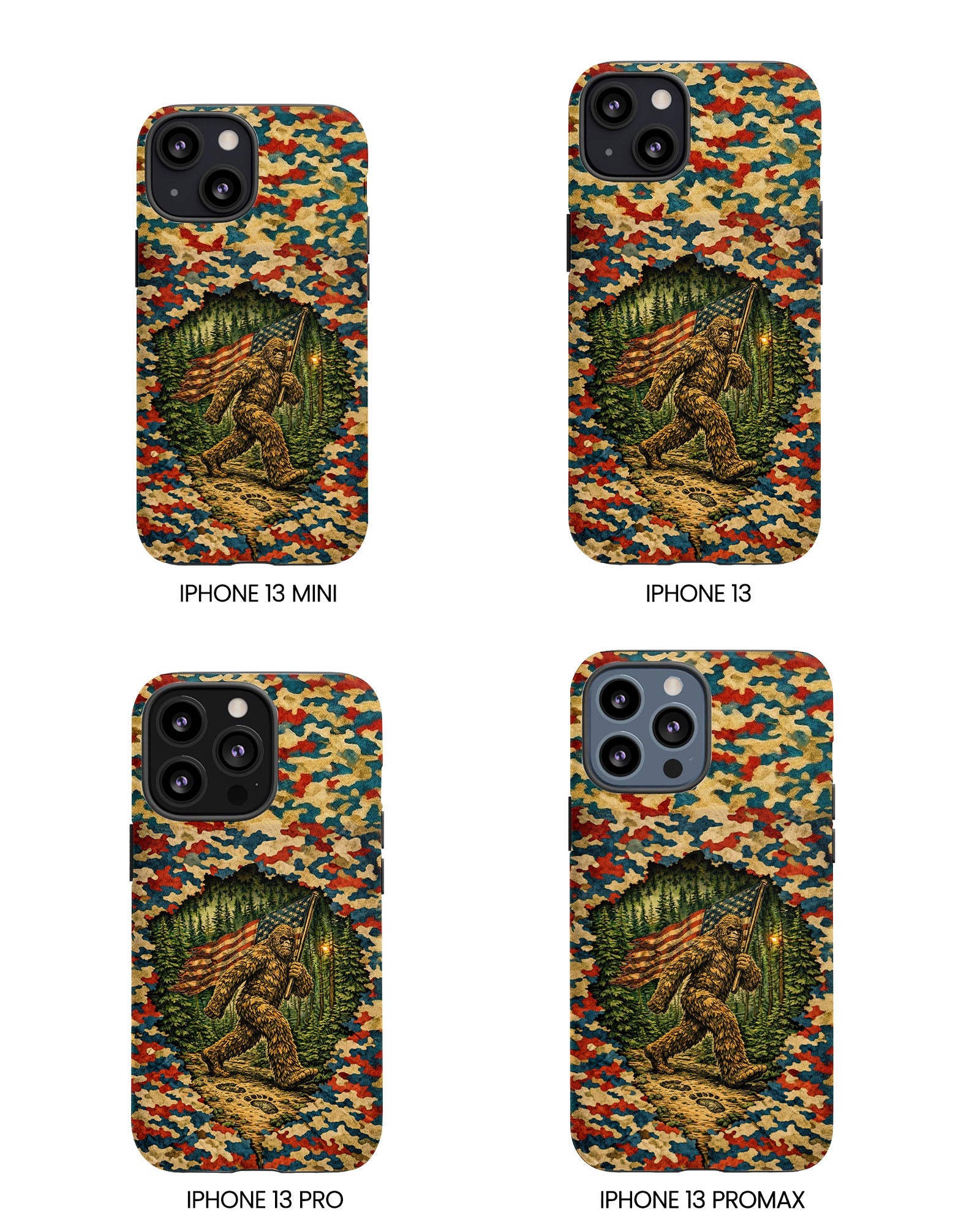 BIGFOOT WITH FLAG CAMOUFLAGE PHONE CASE  - TLNT1305261
