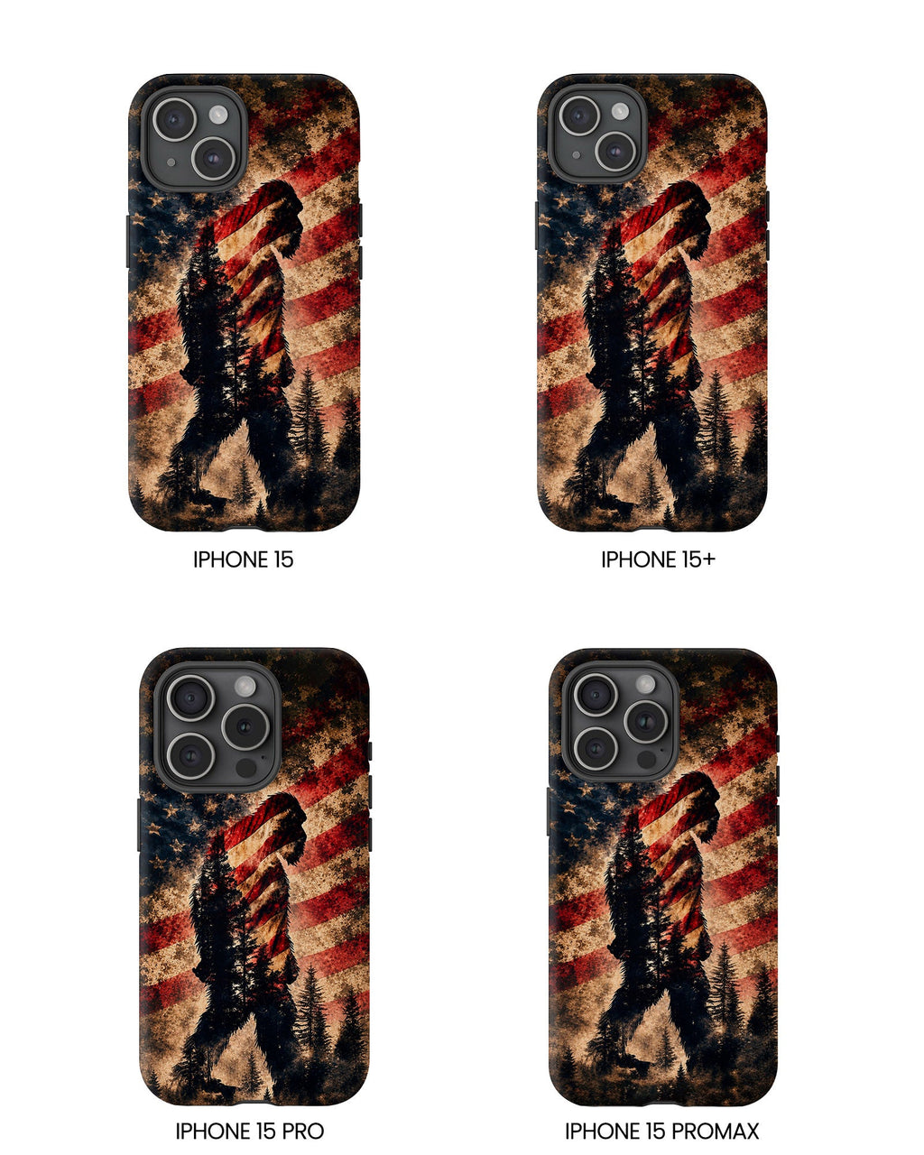 BIGFOOT IN THE FOREST STARS & STRIPES PHONE CASE  - TLHN2105264