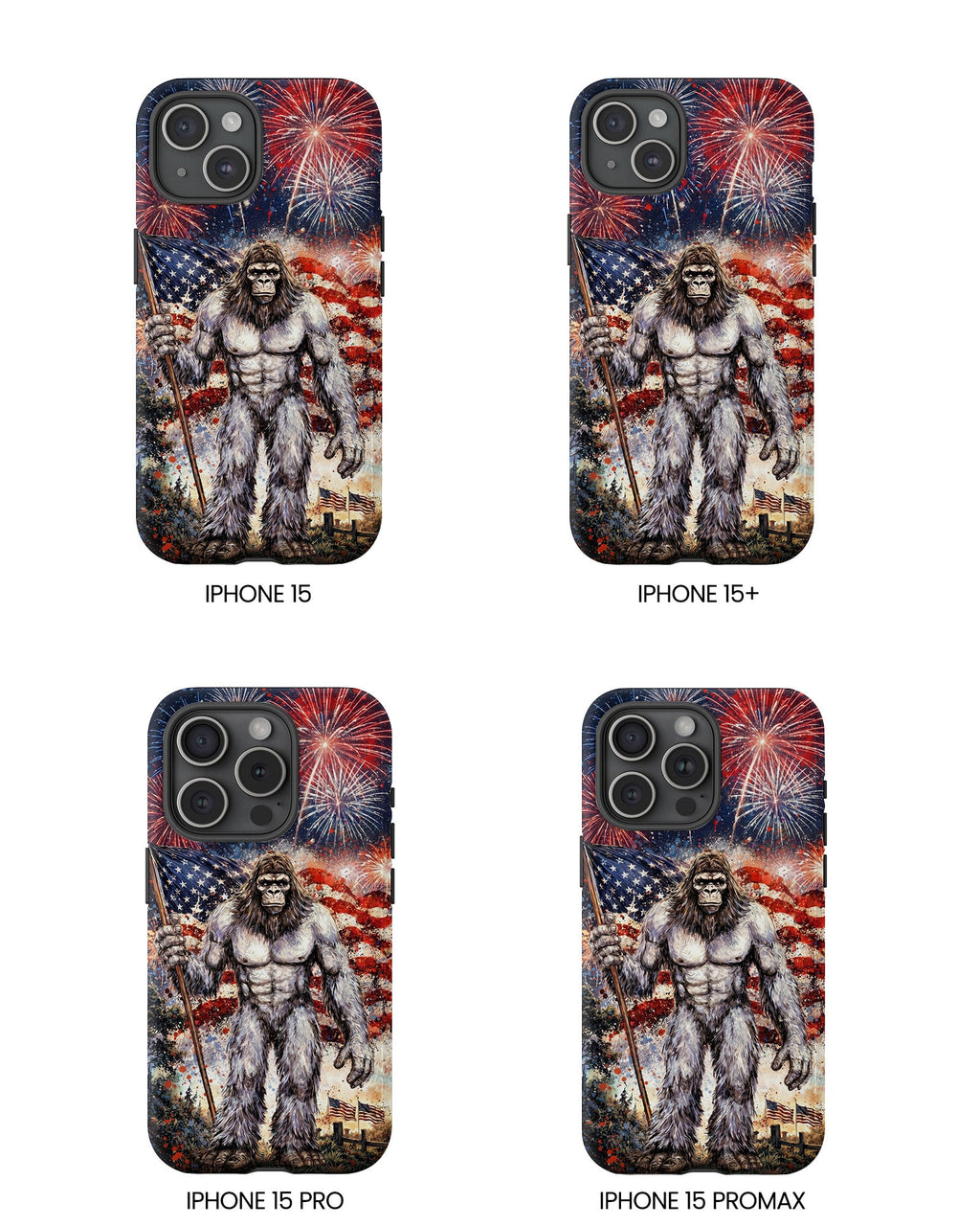 BIGFOOT FIREWORK STARS AND STRIPES PHONE CASE  - TLNO1905262