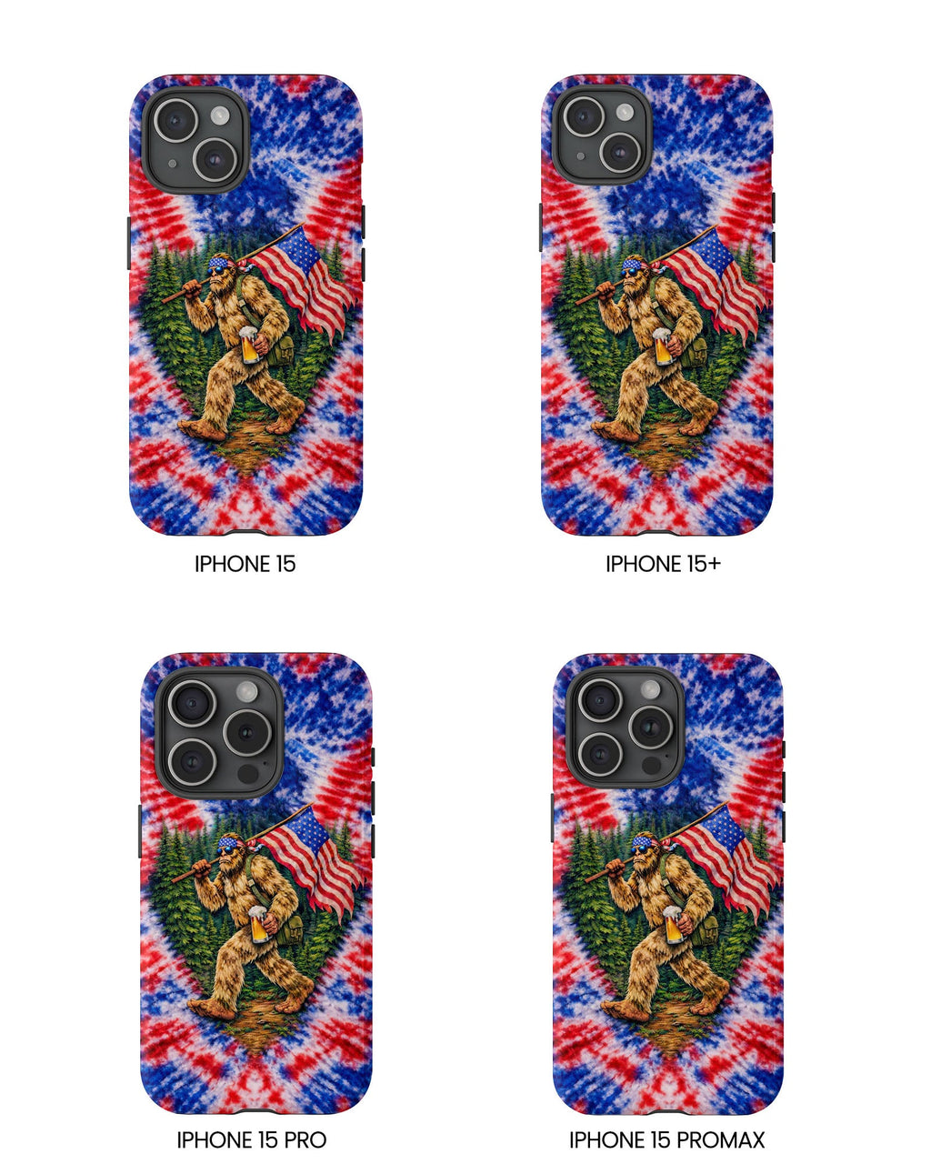 BIGFOOT WITH FLAG RED WHITE & BLUE SWIRL PHONE CASE  - TLTW2605263