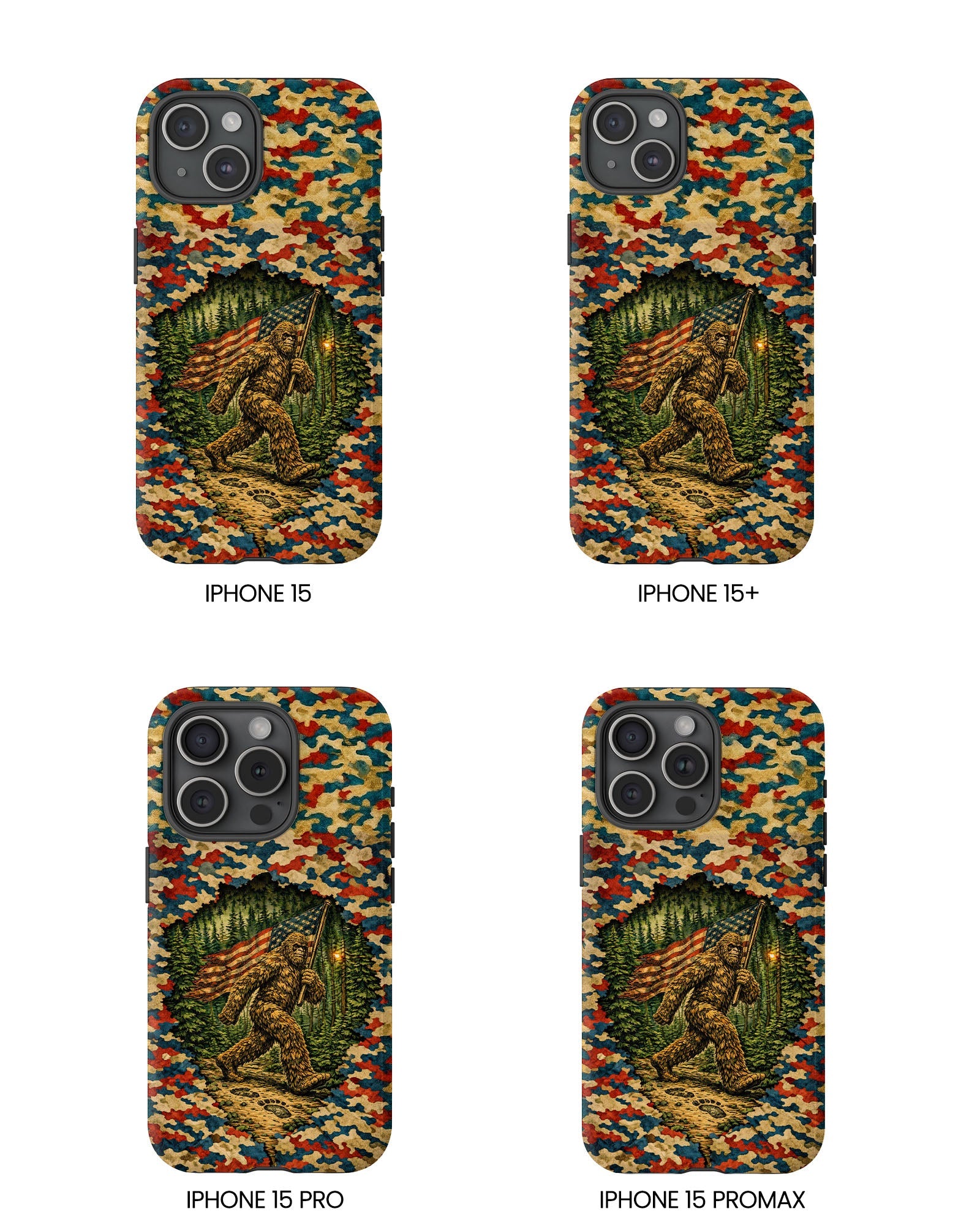 BIGFOOT WITH FLAG CAMOUFLAGE PHONE CASE  - TLNT1305261