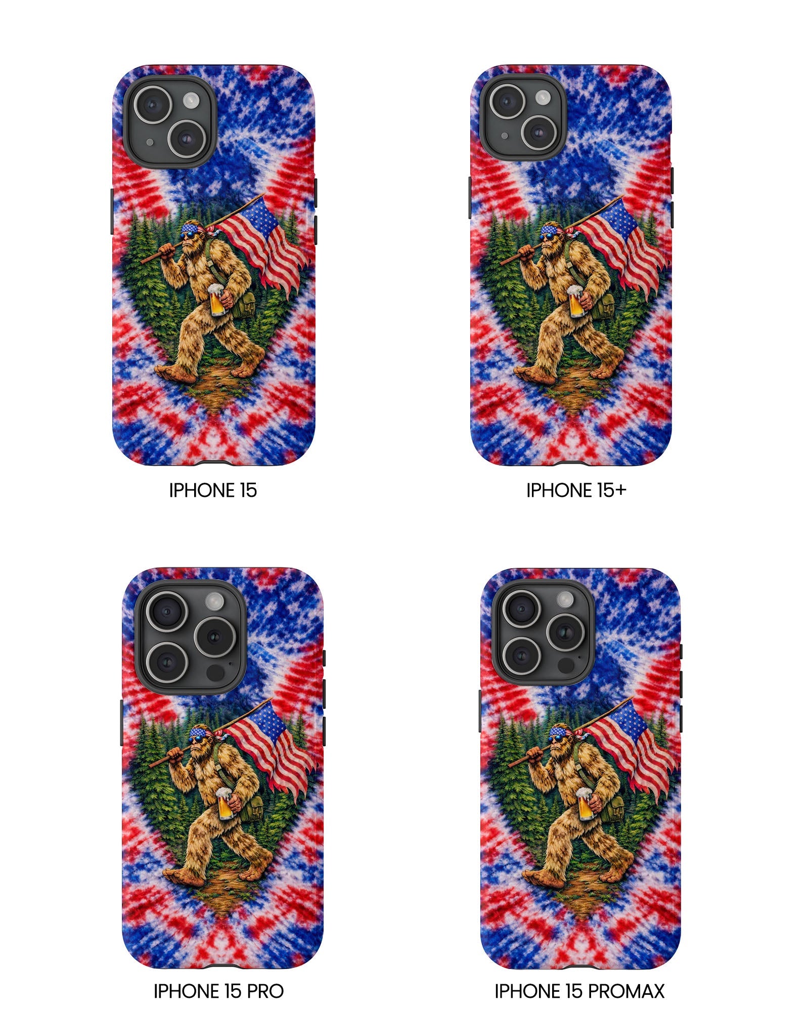 BIGFOOT WITH FLAG RED WHITE & BLUE SWIRL PHONE CASE  - TLTW2605263