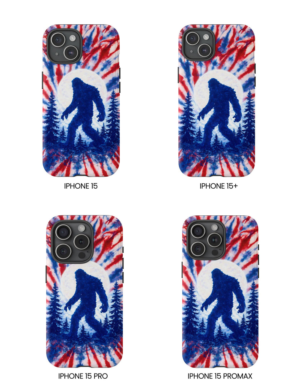 BIGFOOT IN THE FOREST RED WHITE & BLUE SWIRL PHONE CASE  - TLTW2505263