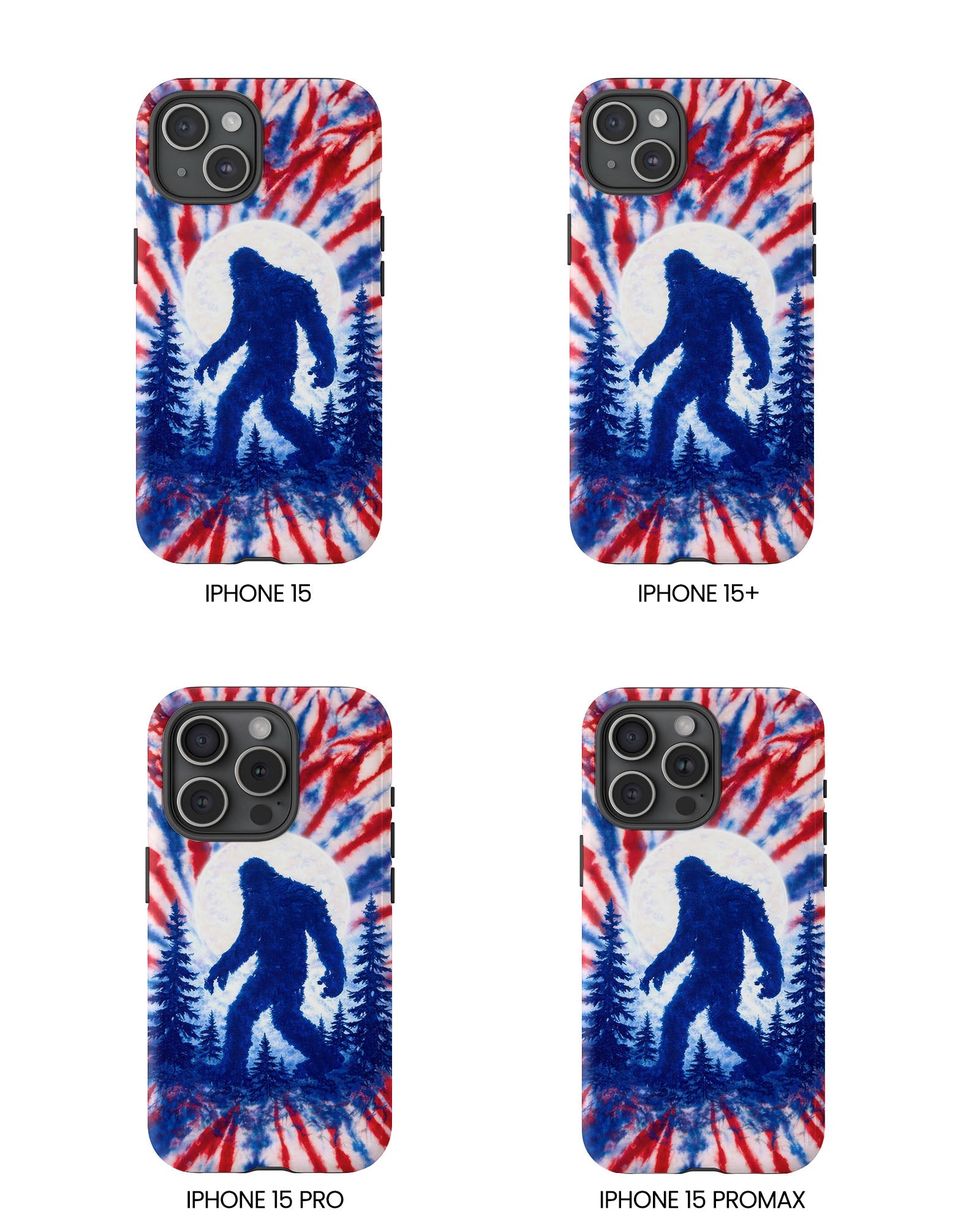 BIGFOOT IN THE FOREST RED WHITE & BLUE SWIRL PHONE CASE  - TLTW2505263