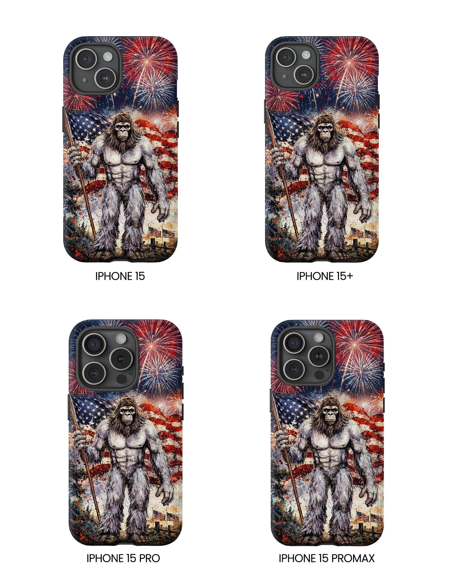 BIGFOOT FIREWORK STARS AND STRIPES PHONE CASE  - TLNO1905262
