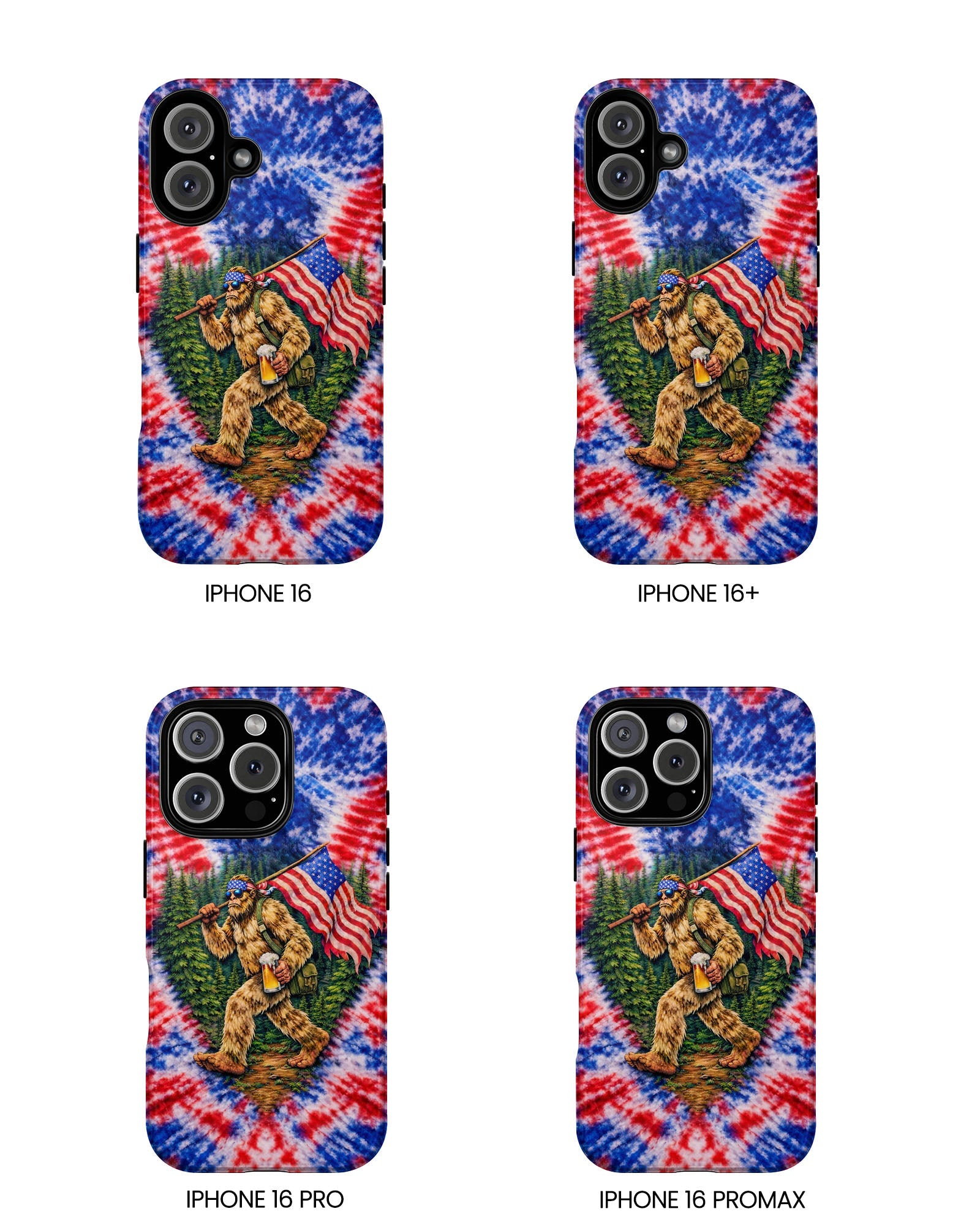 BIGFOOT WITH FLAG RED WHITE & BLUE SWIRL PHONE CASE  - TLTW2605263