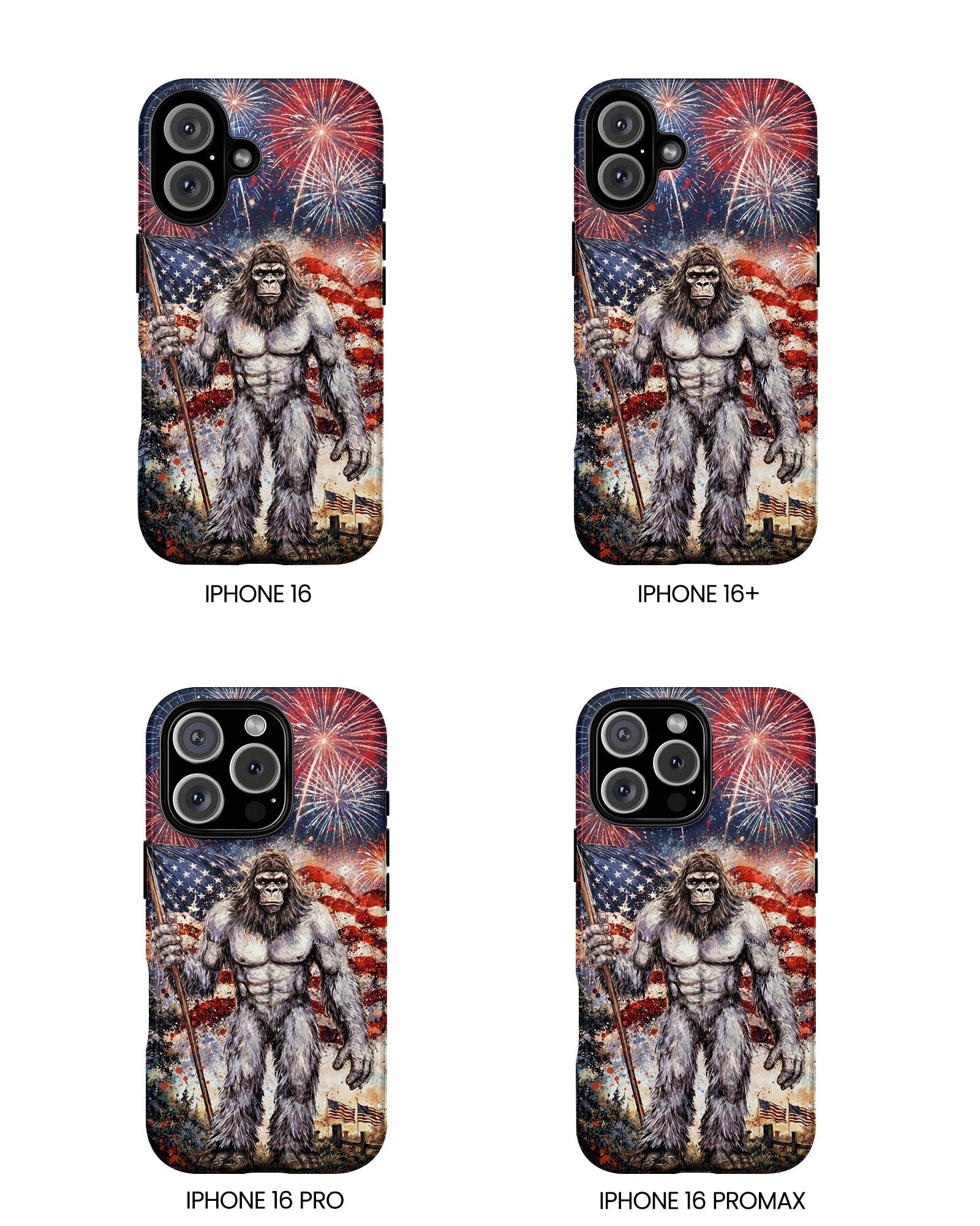 BIGFOOT FIREWORK STARS AND STRIPES PHONE CASE  - TLNO1905262