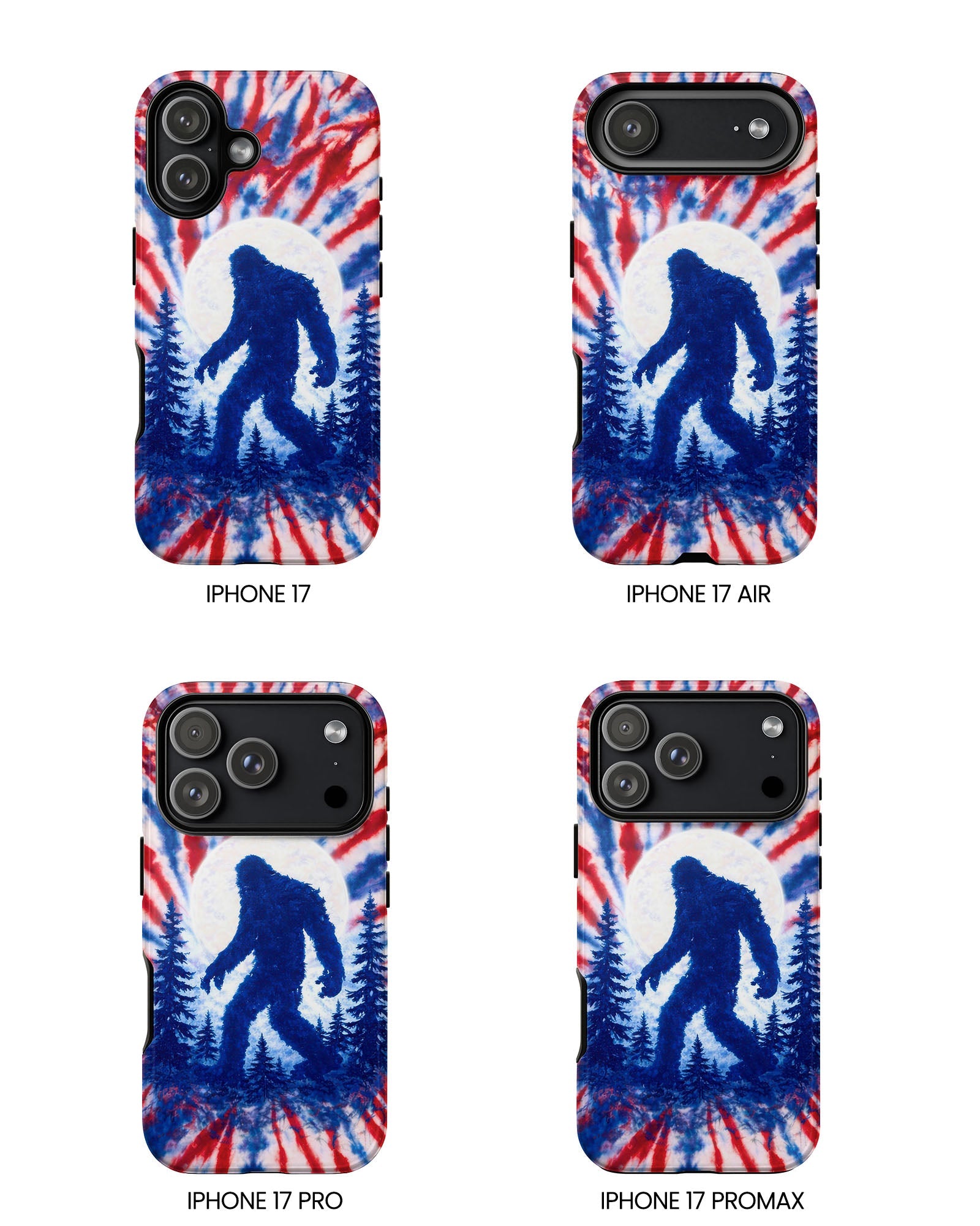 BIGFOOT IN THE FOREST RED WHITE & BLUE SWIRL PHONE CASE  - TLTW2505263