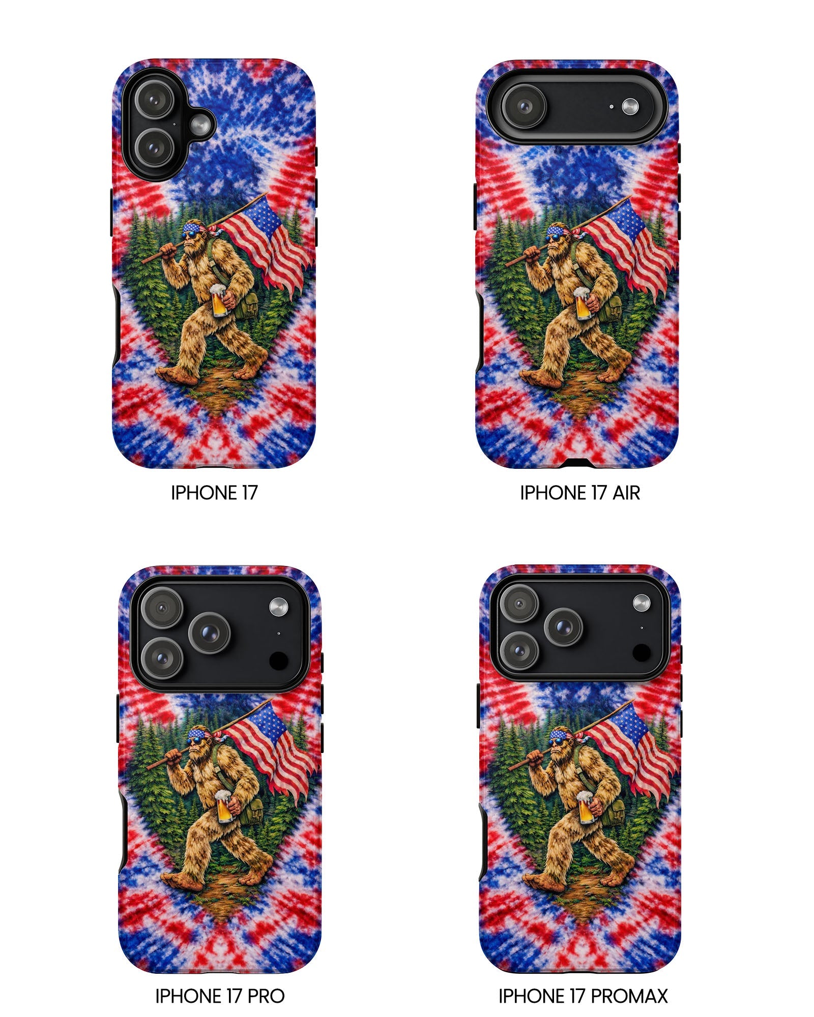 BIGFOOT WITH FLAG RED WHITE & BLUE SWIRL PHONE CASE  - TLTW2605263