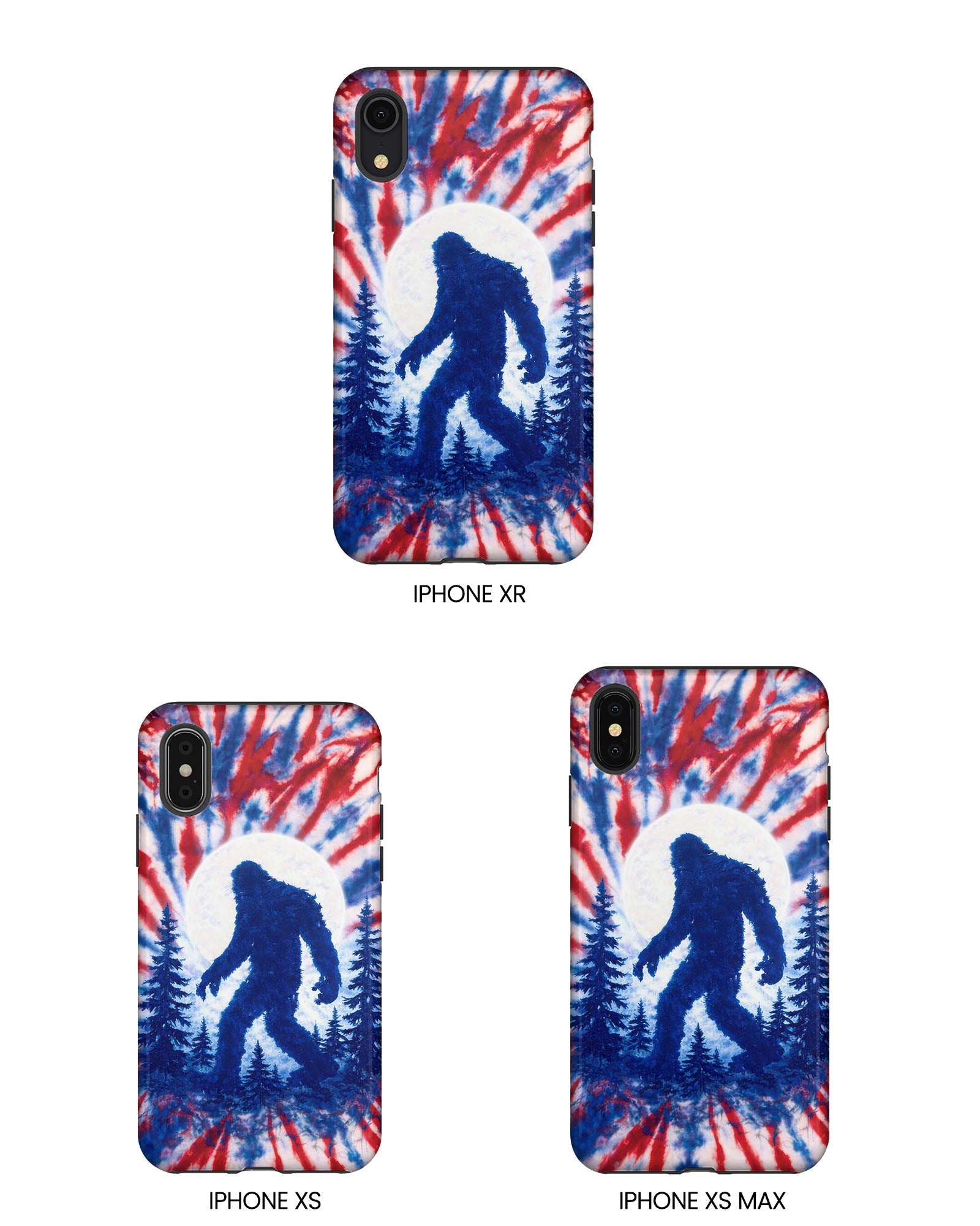 BIGFOOT IN THE FOREST RED WHITE & BLUE SWIRL PHONE CASE  - TLTW2505263