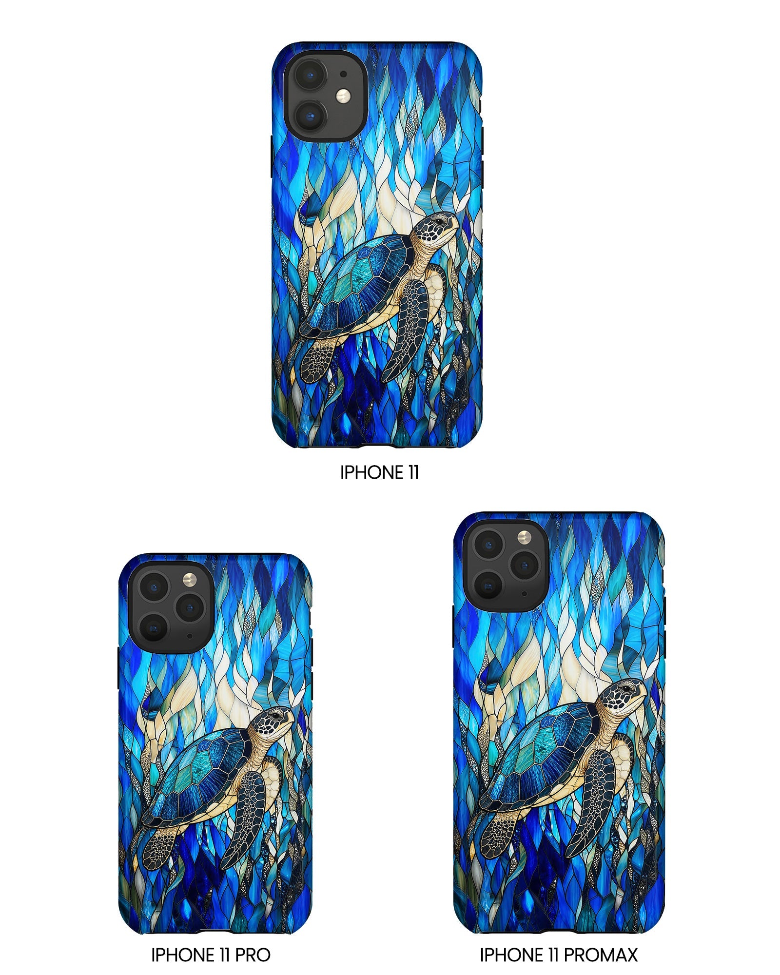 SEA TURTLE SWIMMING STAINED GLASS PHONE CASE  - TLNT0505261