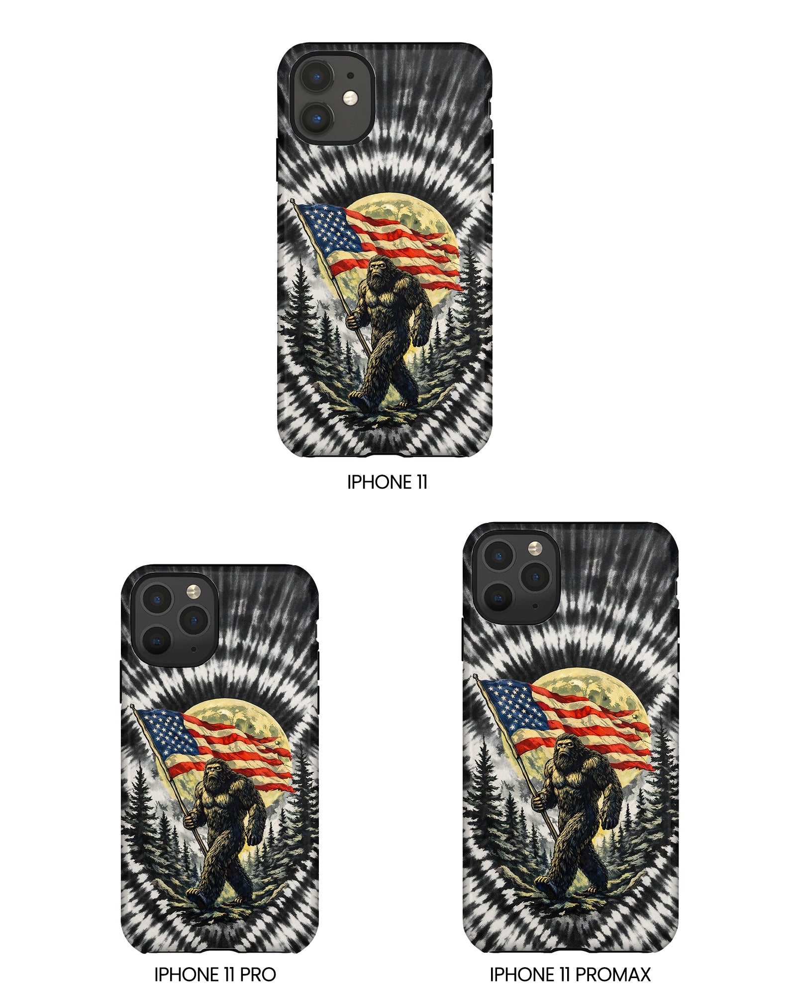BIGFOOT WITH FLAG MOON SWIRL PHONE CASE  - TLNT0805261