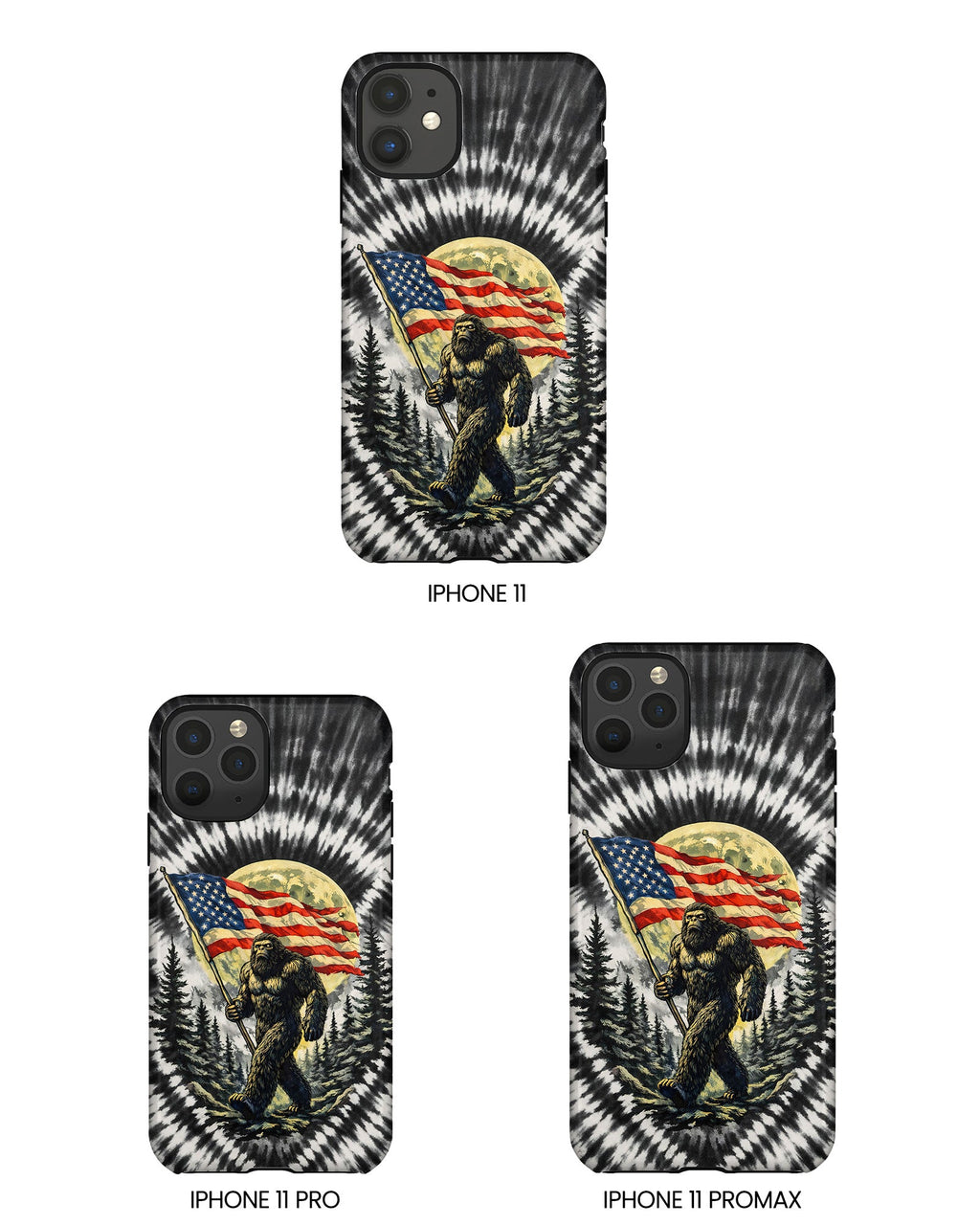 BIGFOOT WITH FLAG MOON SWIRL PHONE CASE  - TLNT0805261