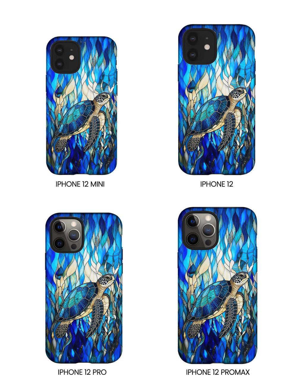 SEA TURTLE SWIMMING STAINED GLASS PHONE CASE  - TLNT0505261