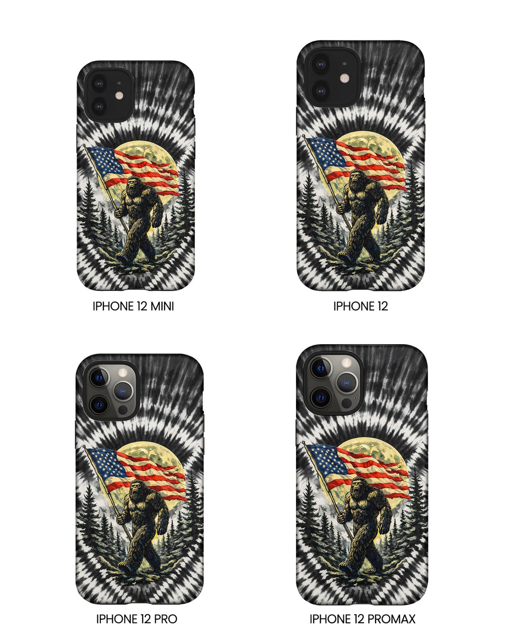 BIGFOOT WITH FLAG MOON SWIRL PHONE CASE  - TLNT0805261
